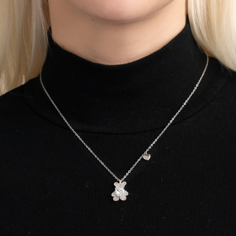Sweet Double Love Bear Necklace