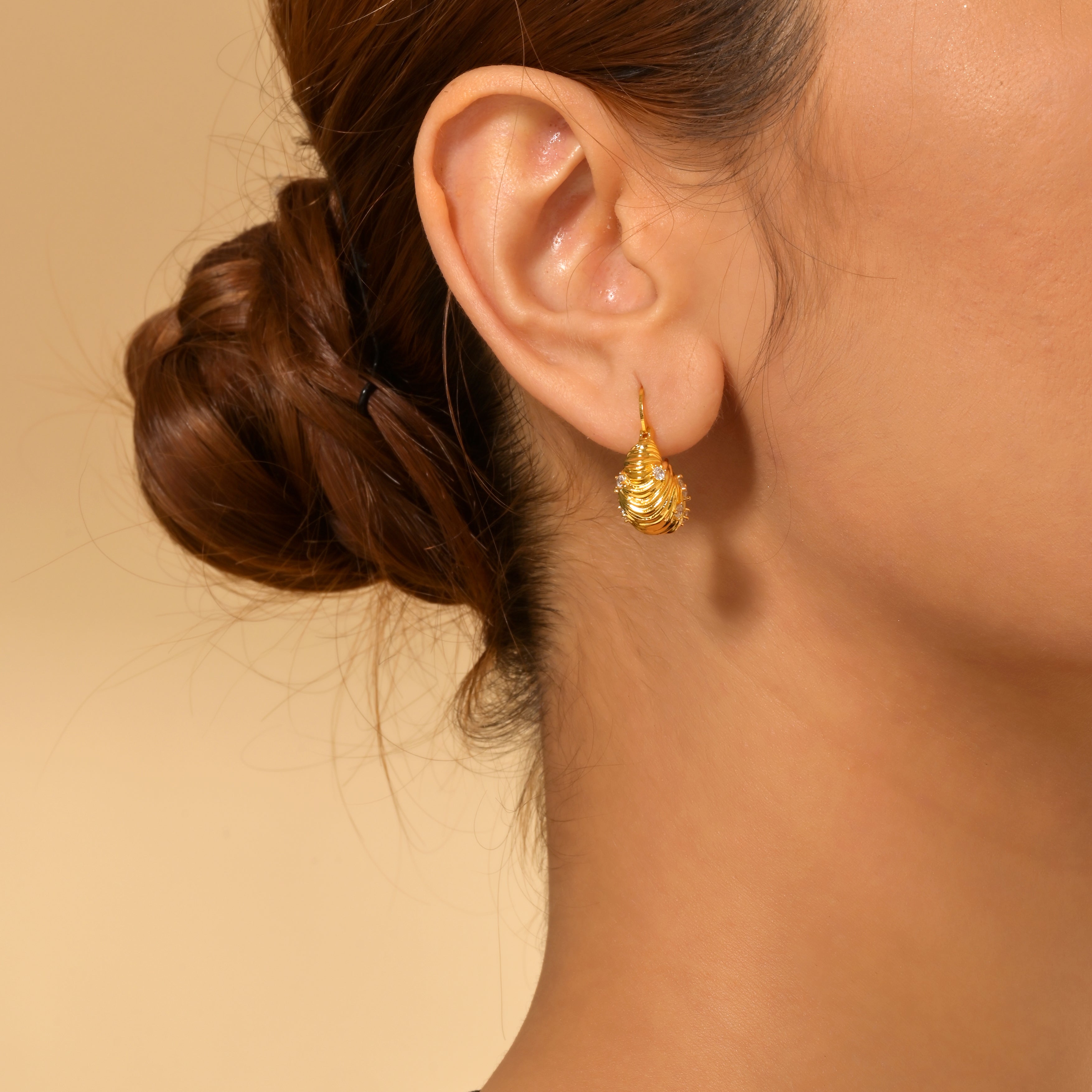 Golden Seashell Hoop Earrings