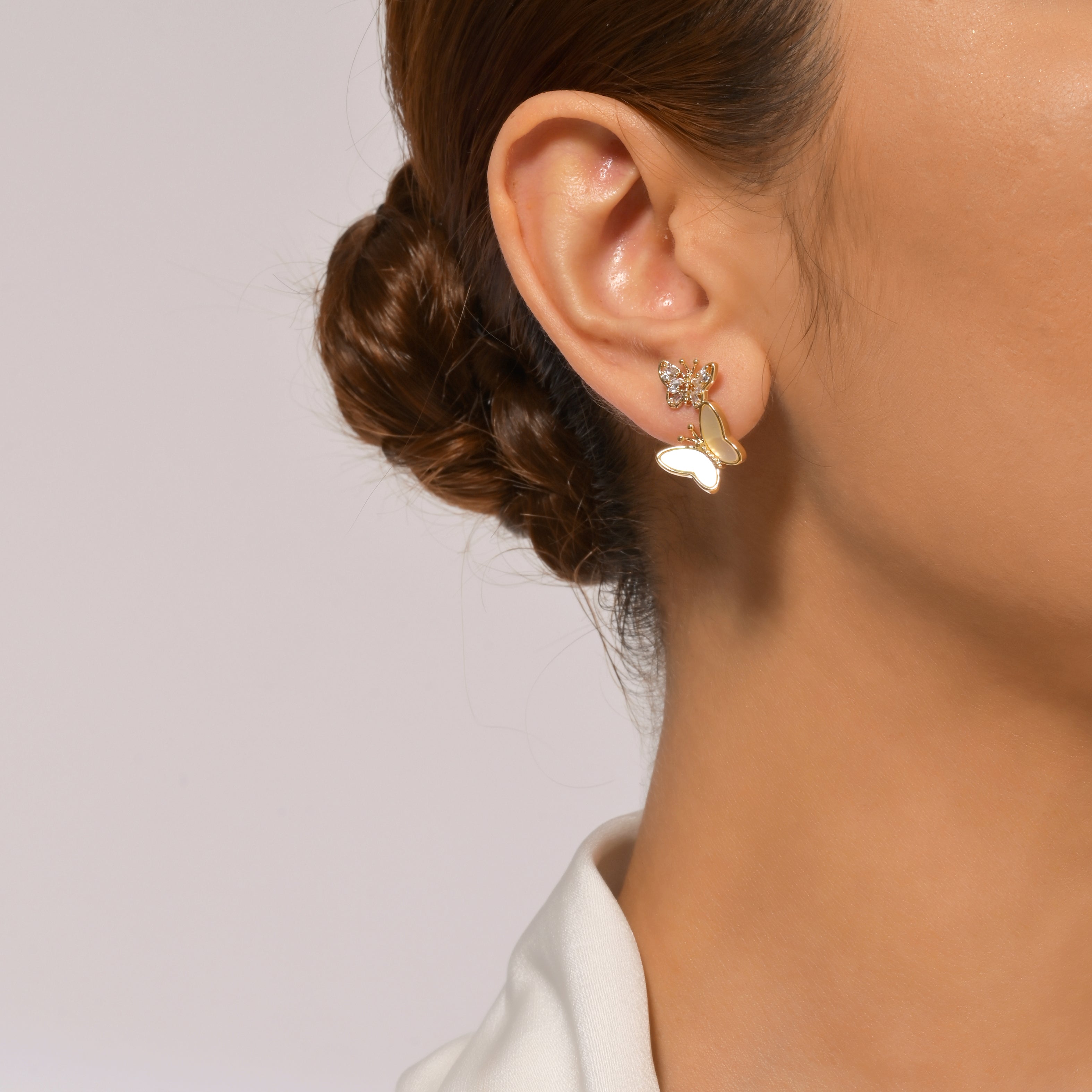 Double Butterfly Drop Earrings