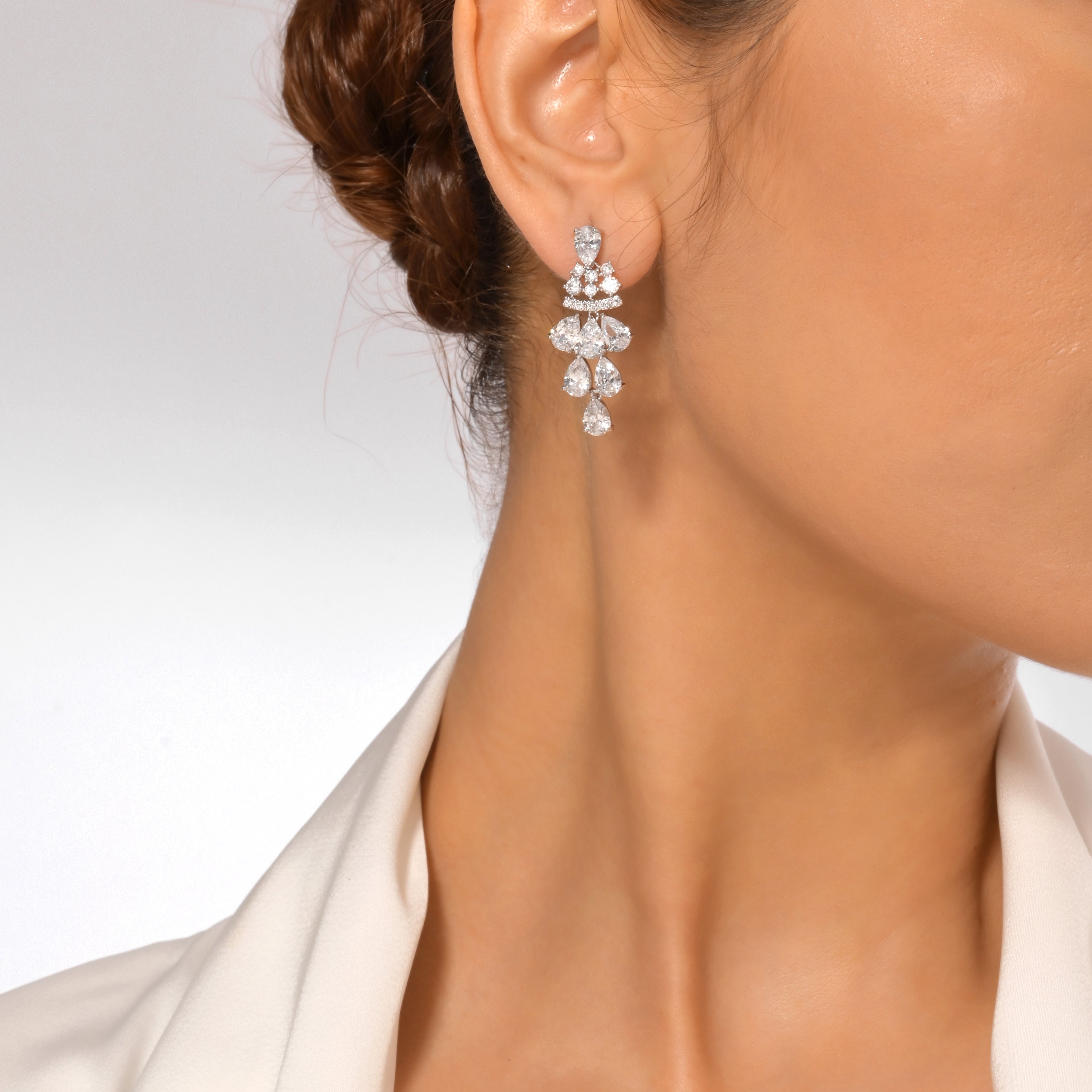 Lustrous Crystal Cascade Earrings