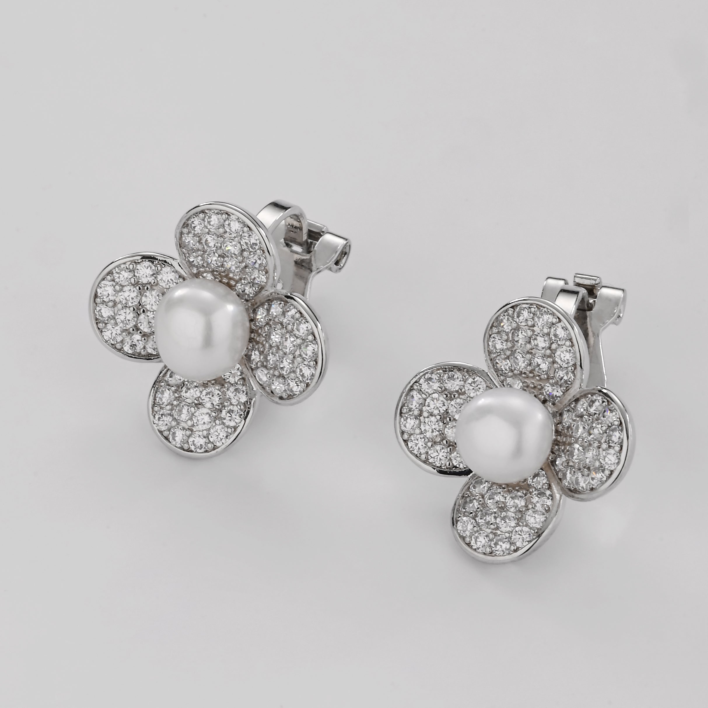 Pearl Blossom Clip-On Earrings