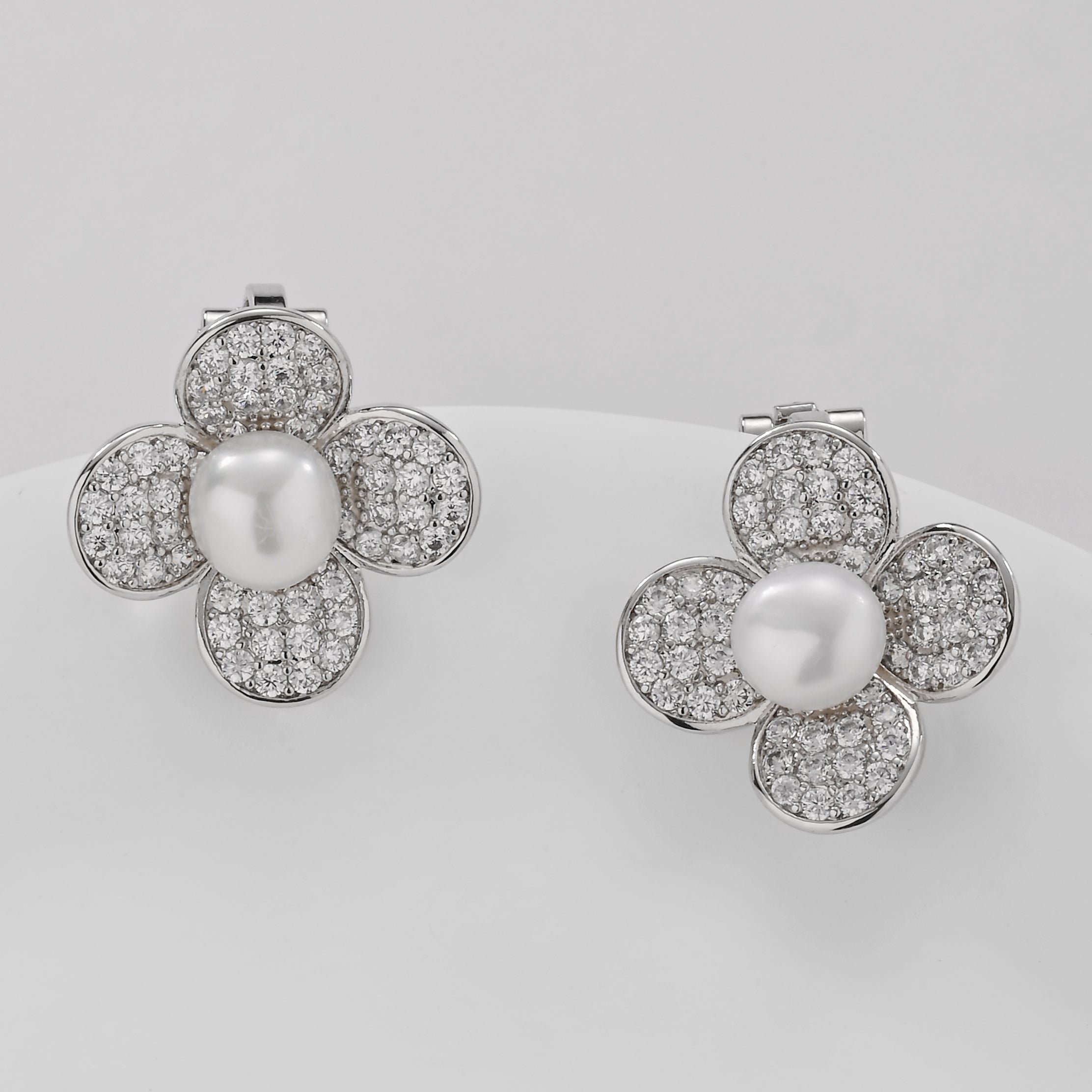 Pearl Blossom Clip-On Earrings