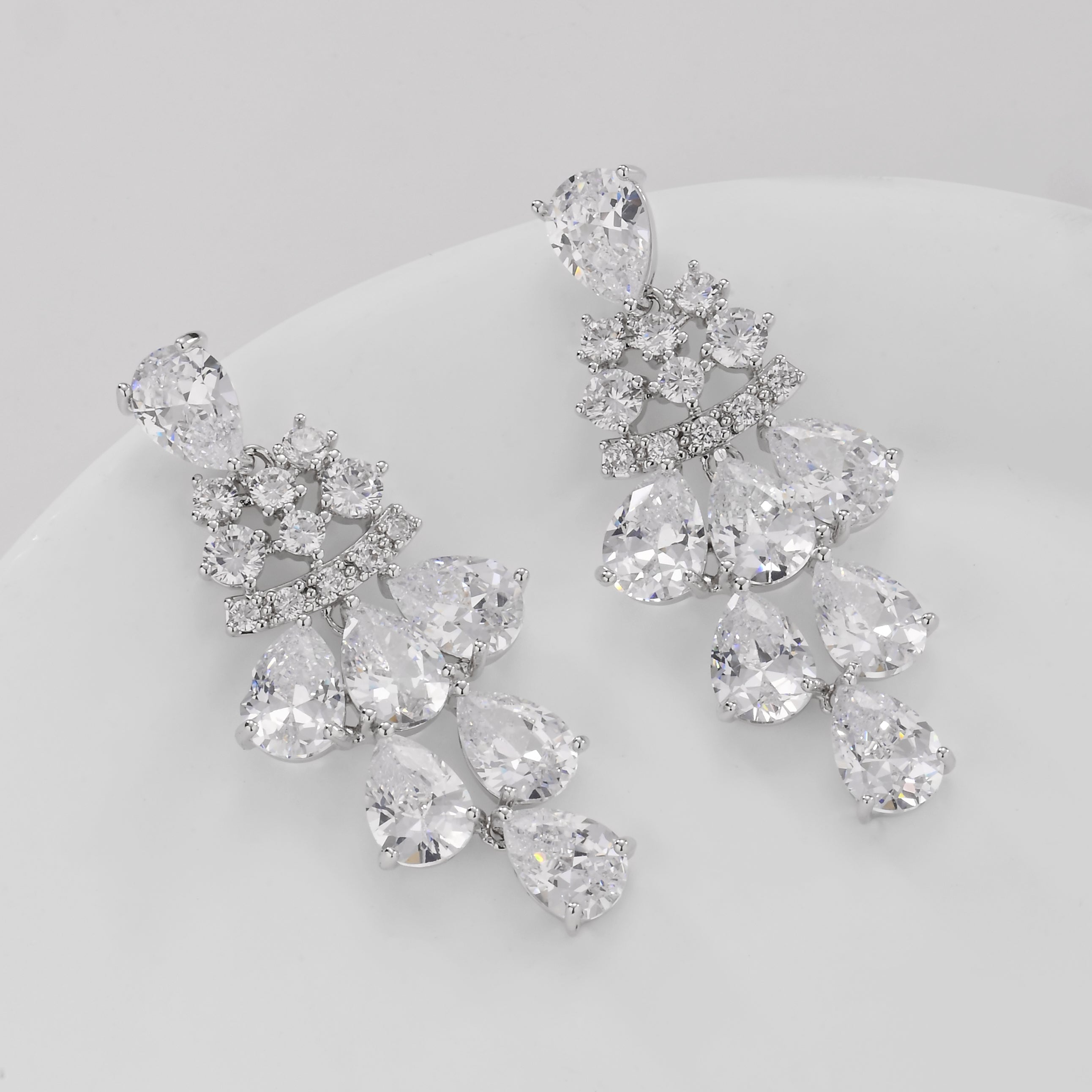 Lustrous Crystal Cascade Earrings