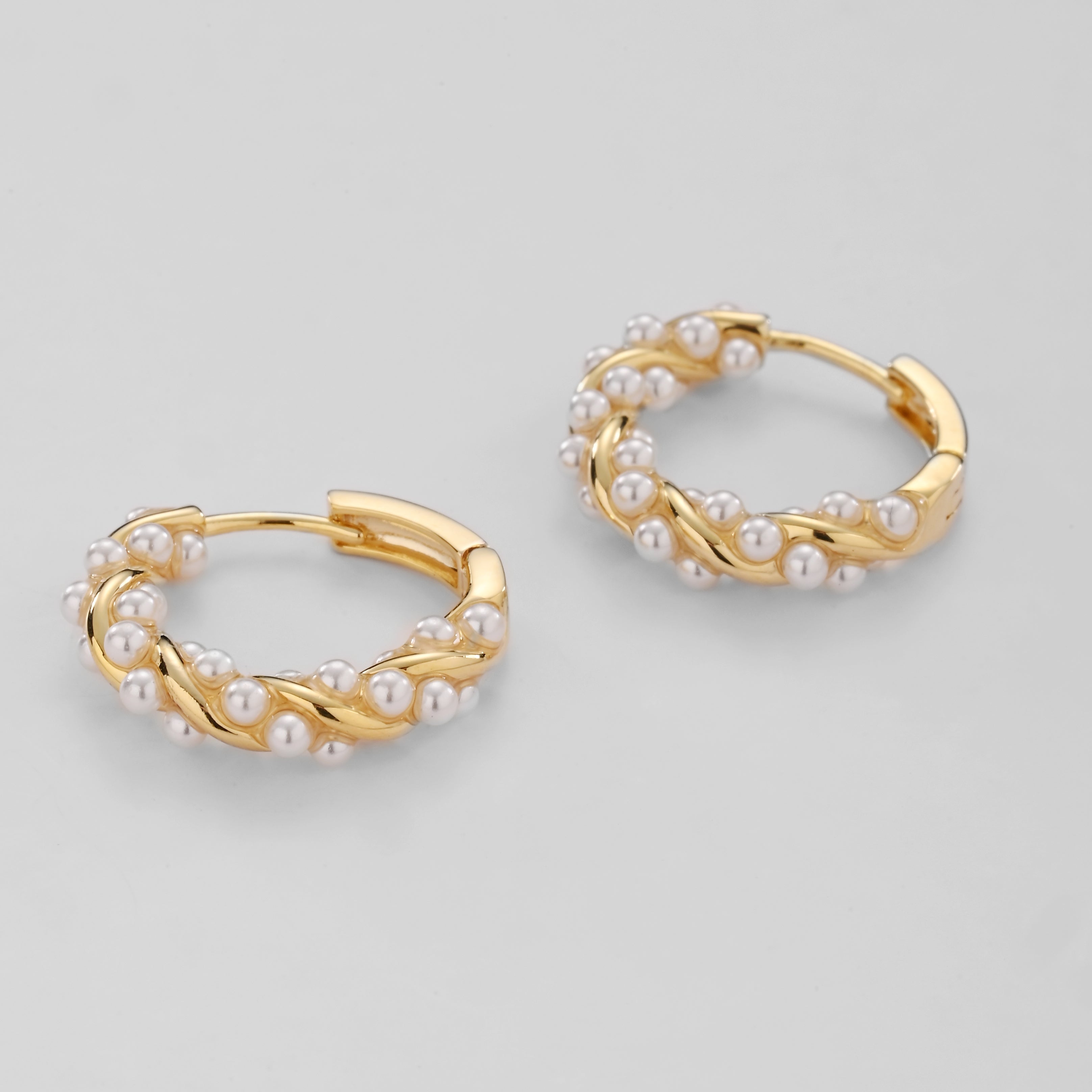 Twisted Pearl Accent Hoop Earrings