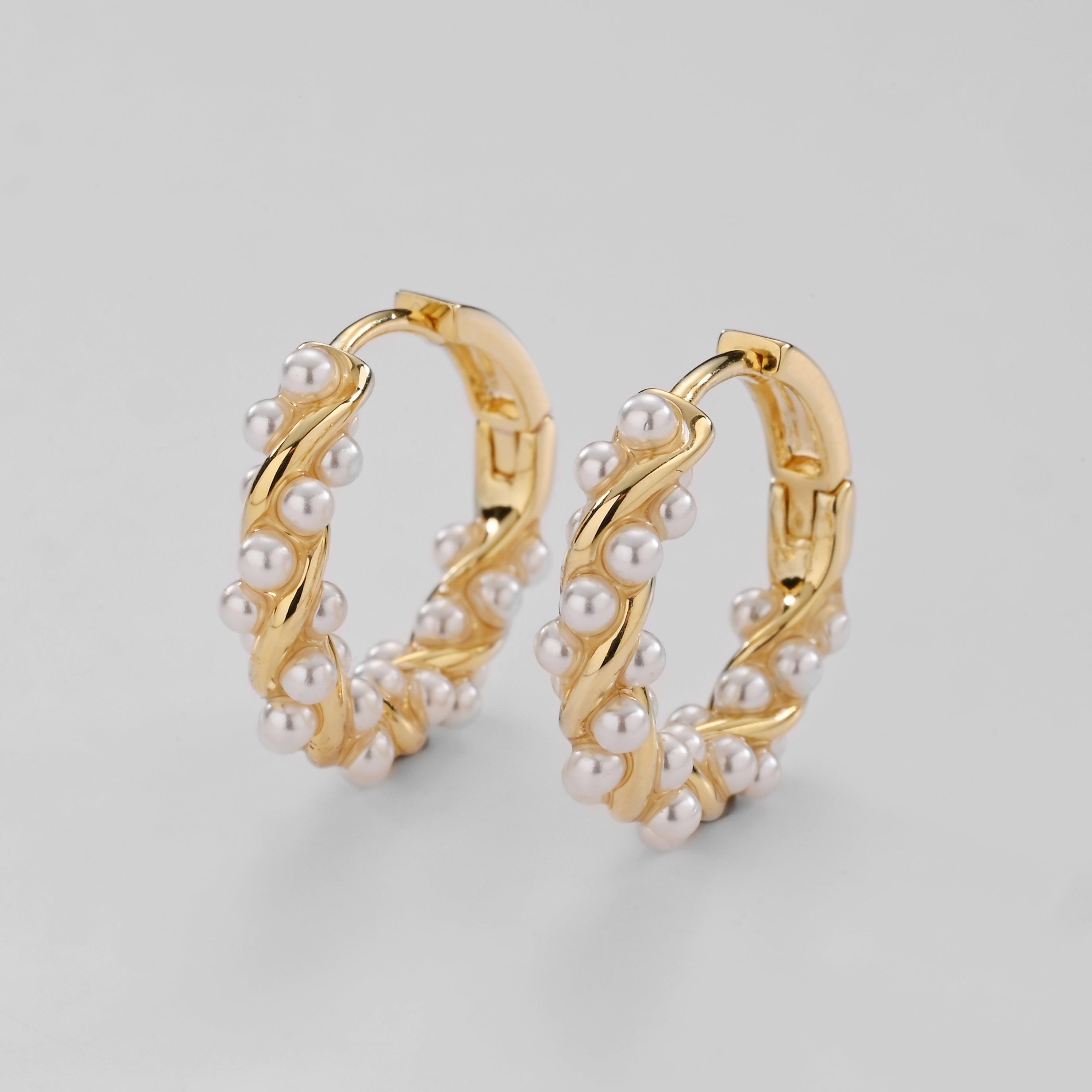 Twisted Pearl Accent Hoop Earrings
