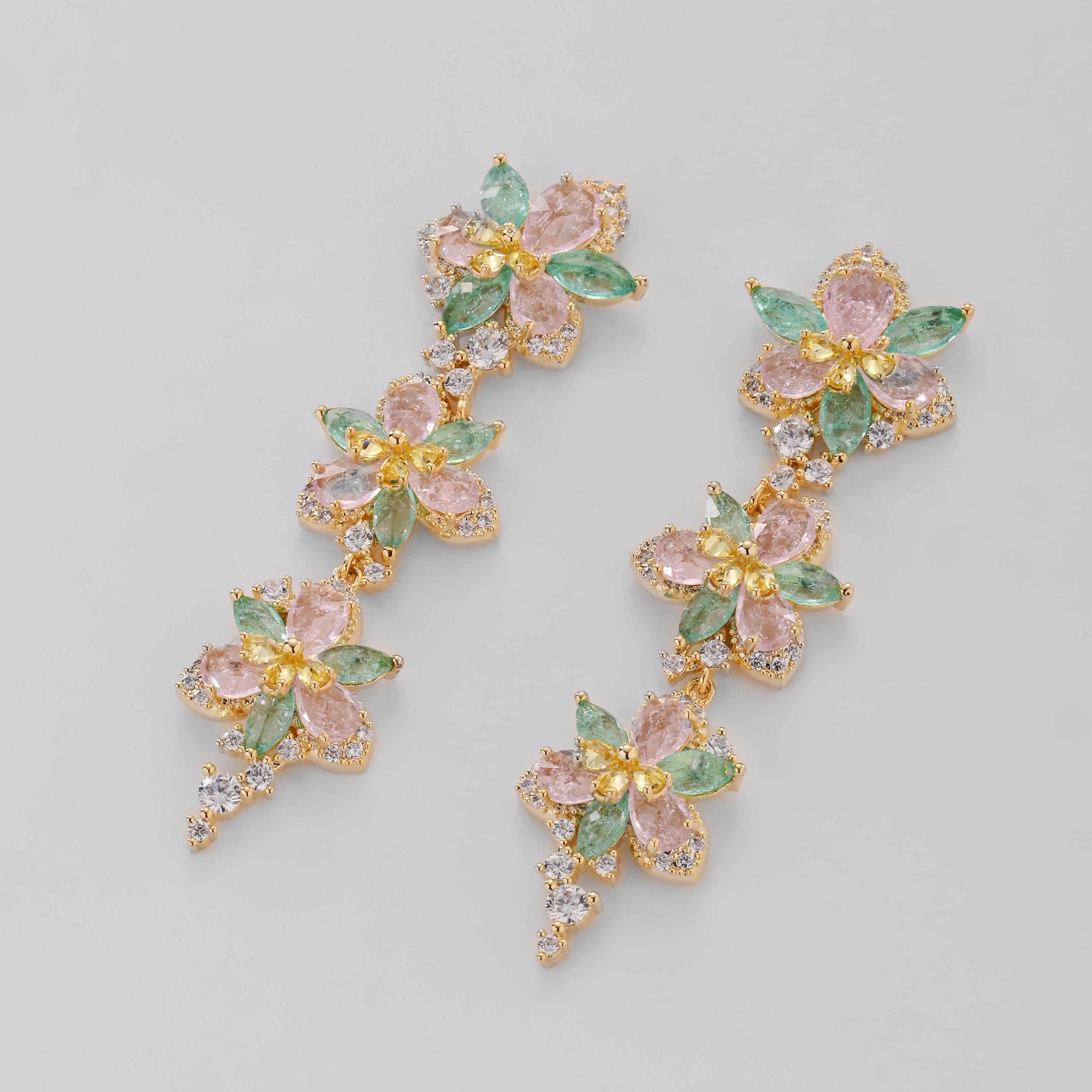Floral Crystal Drop Earrings