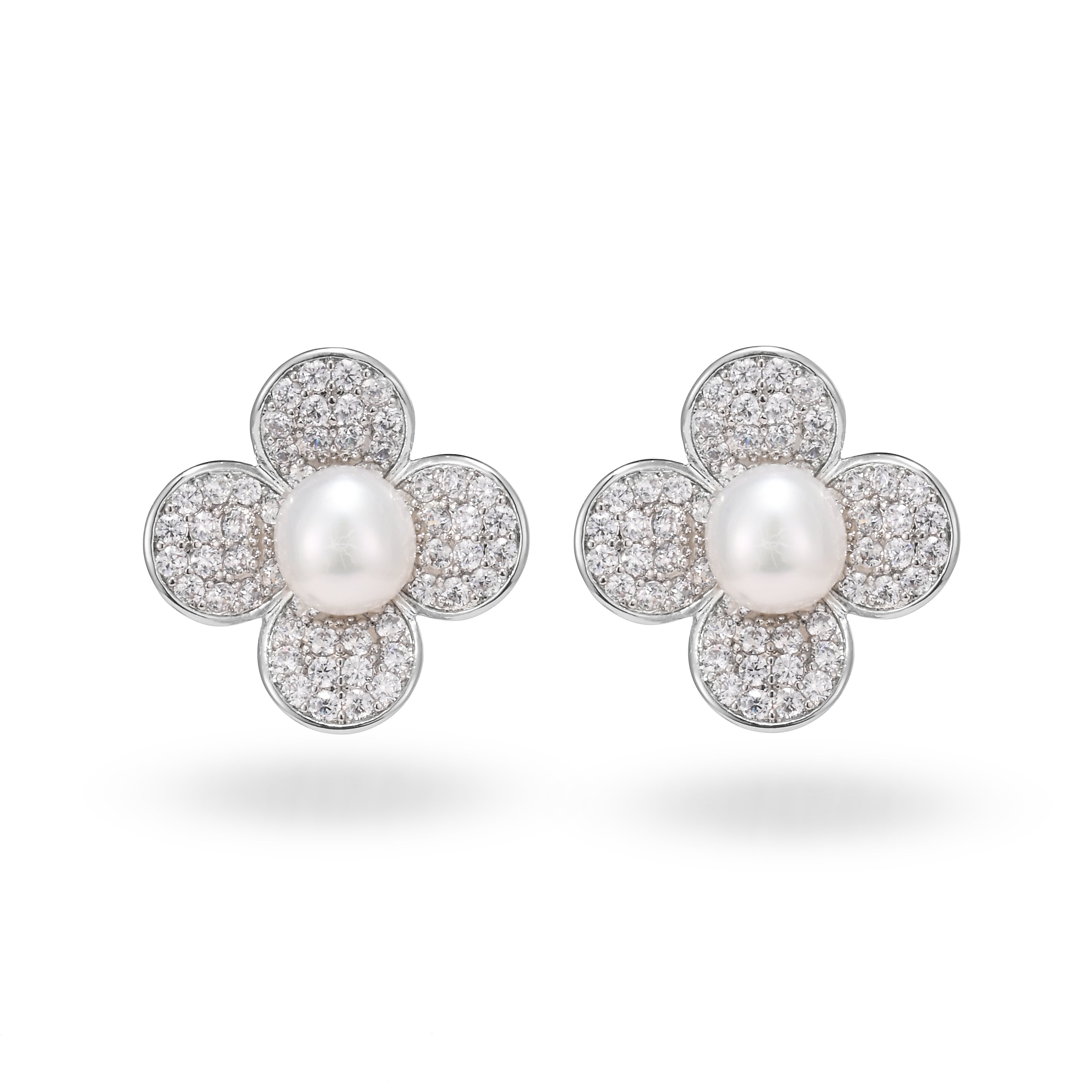Pearl Blossom Clip-On Earrings
