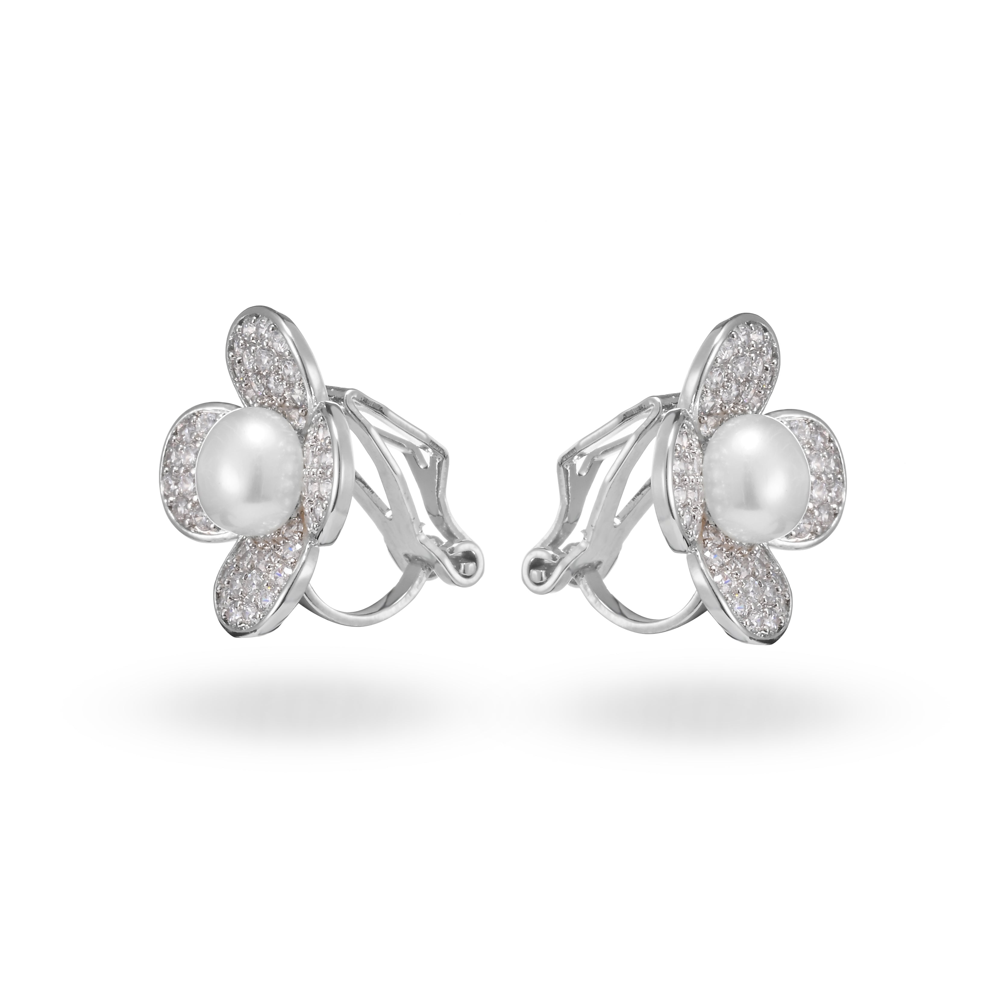 Pearl Blossom Clip-On Earrings