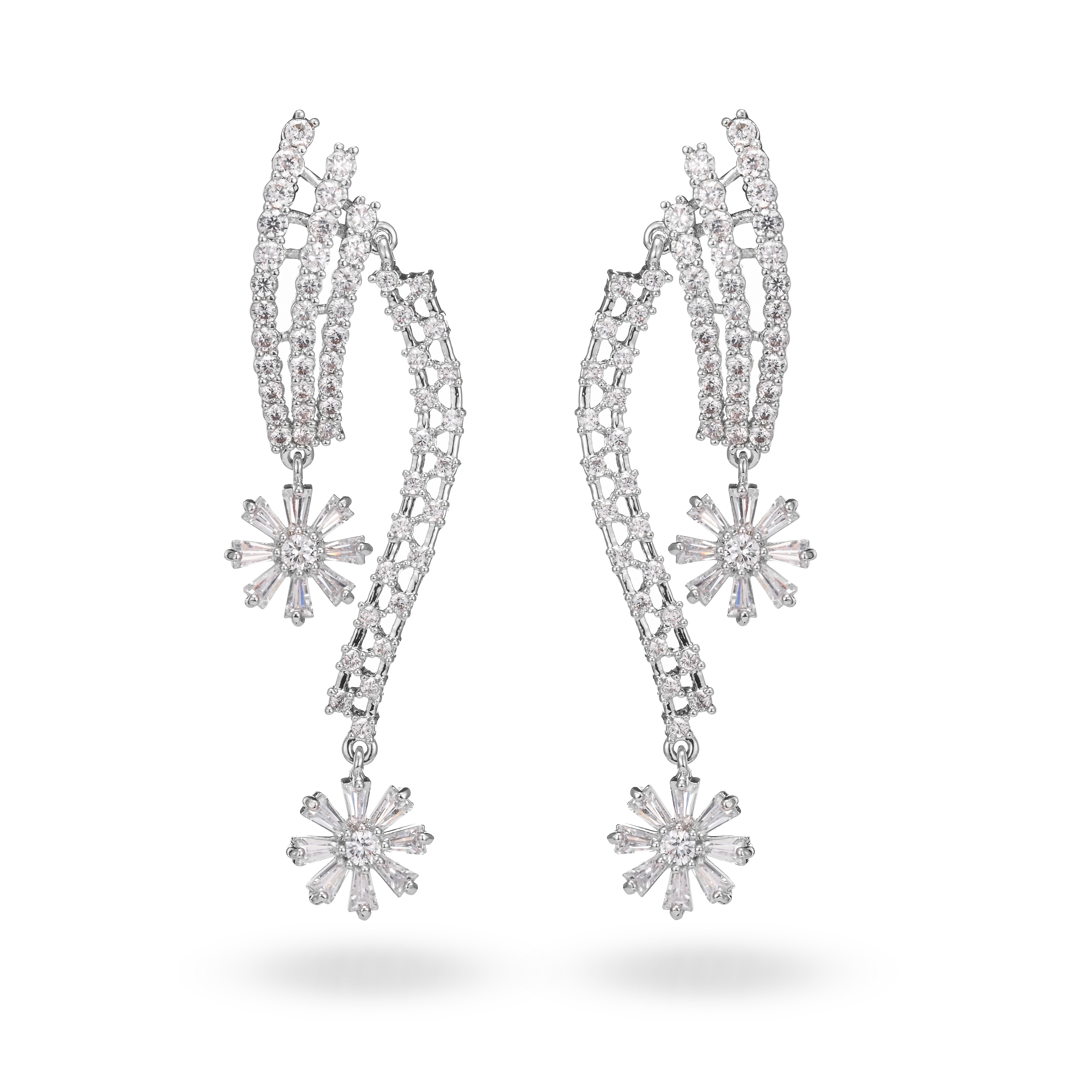 Sparkling Floral Draped Earrings