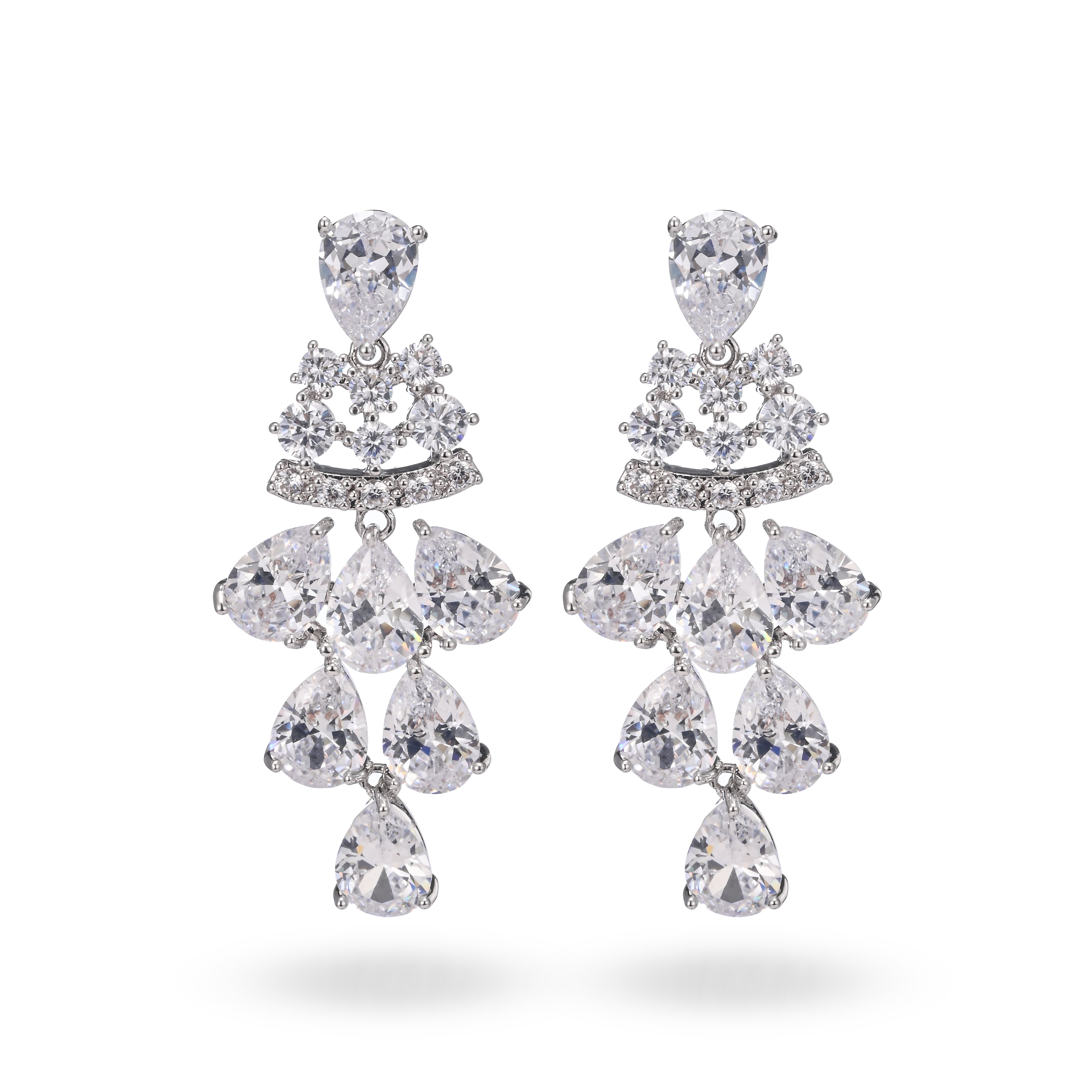 Lustrous Crystal Cascade Earrings