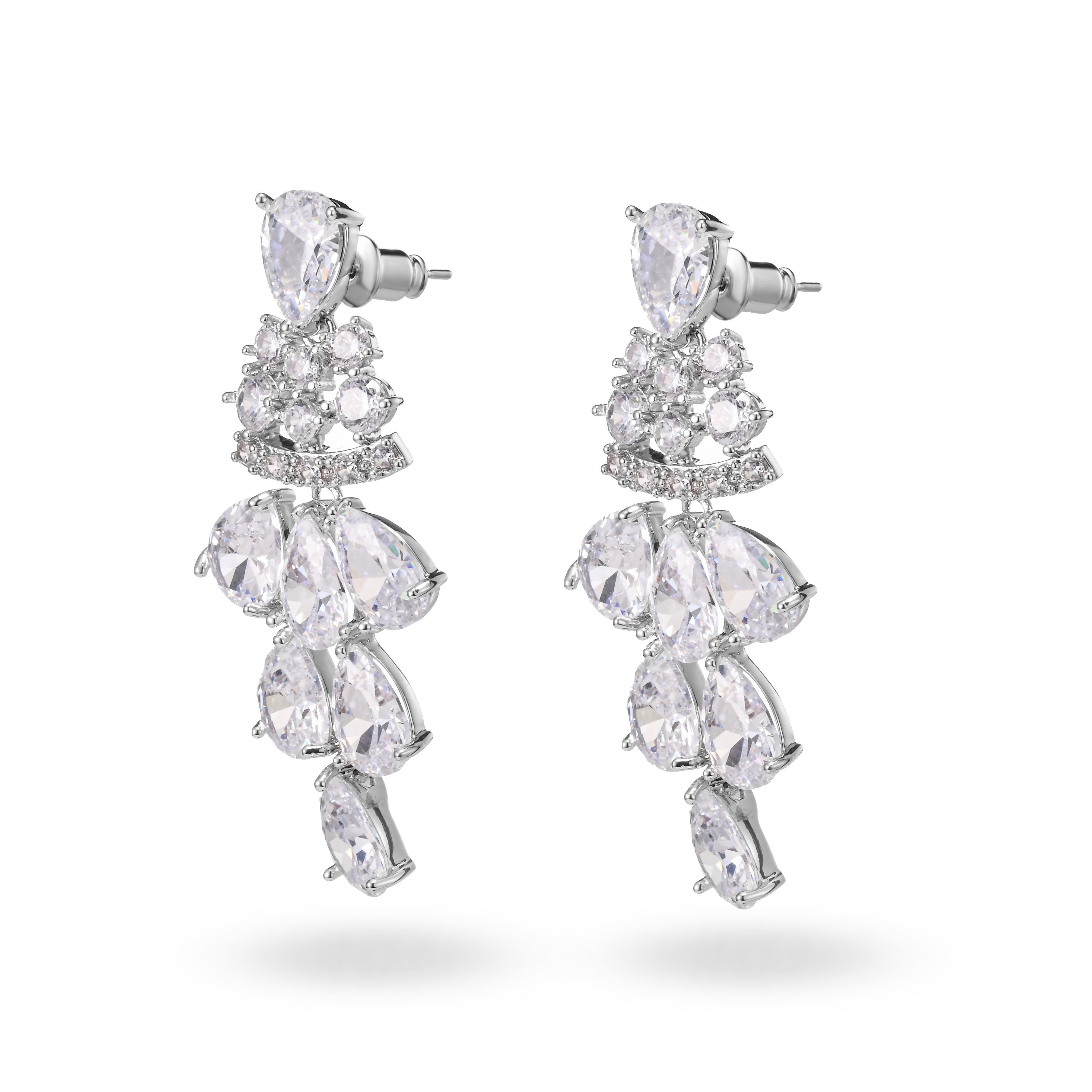 Lustrous Crystal Cascade Earrings