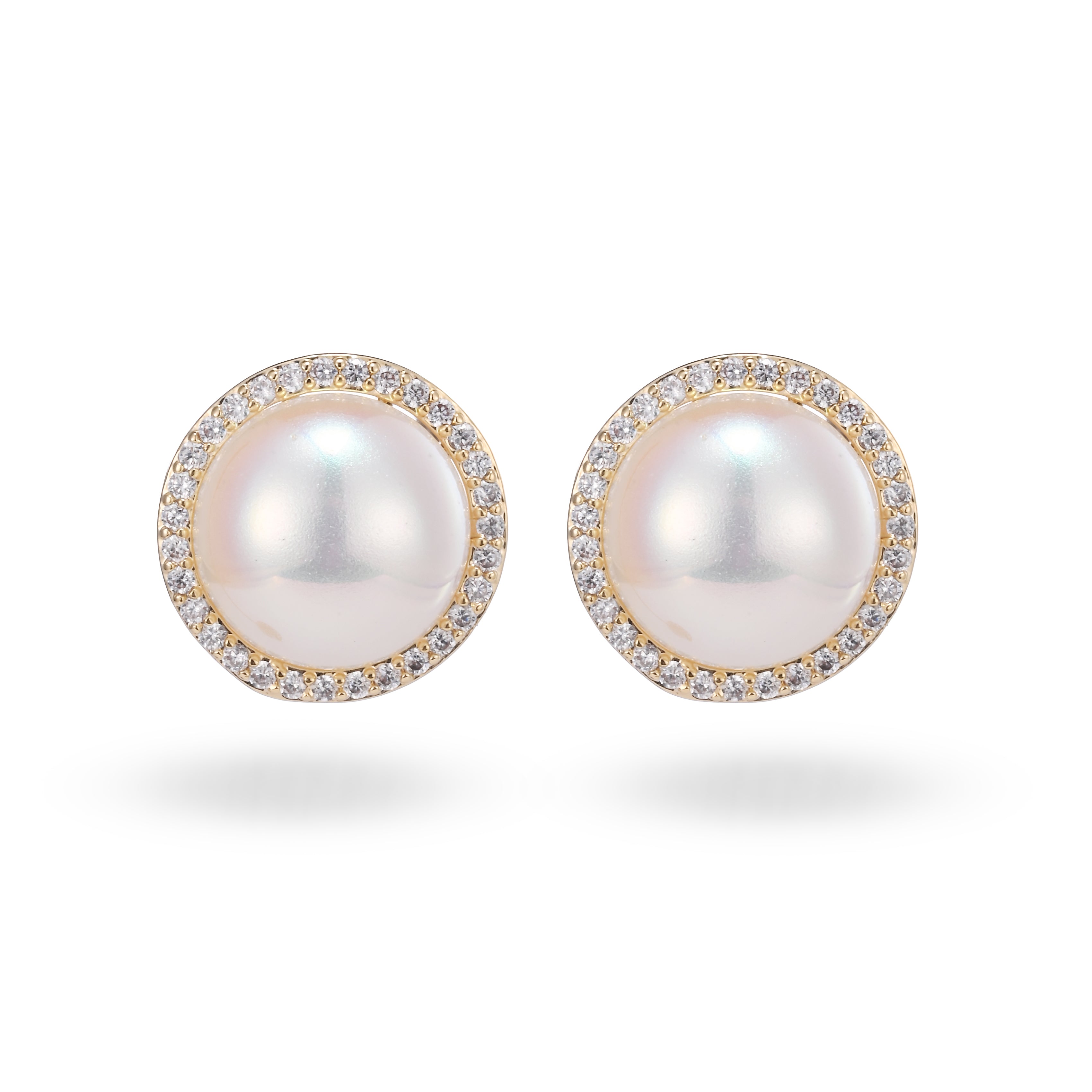 Golden Pearl Halo Clip Earrings