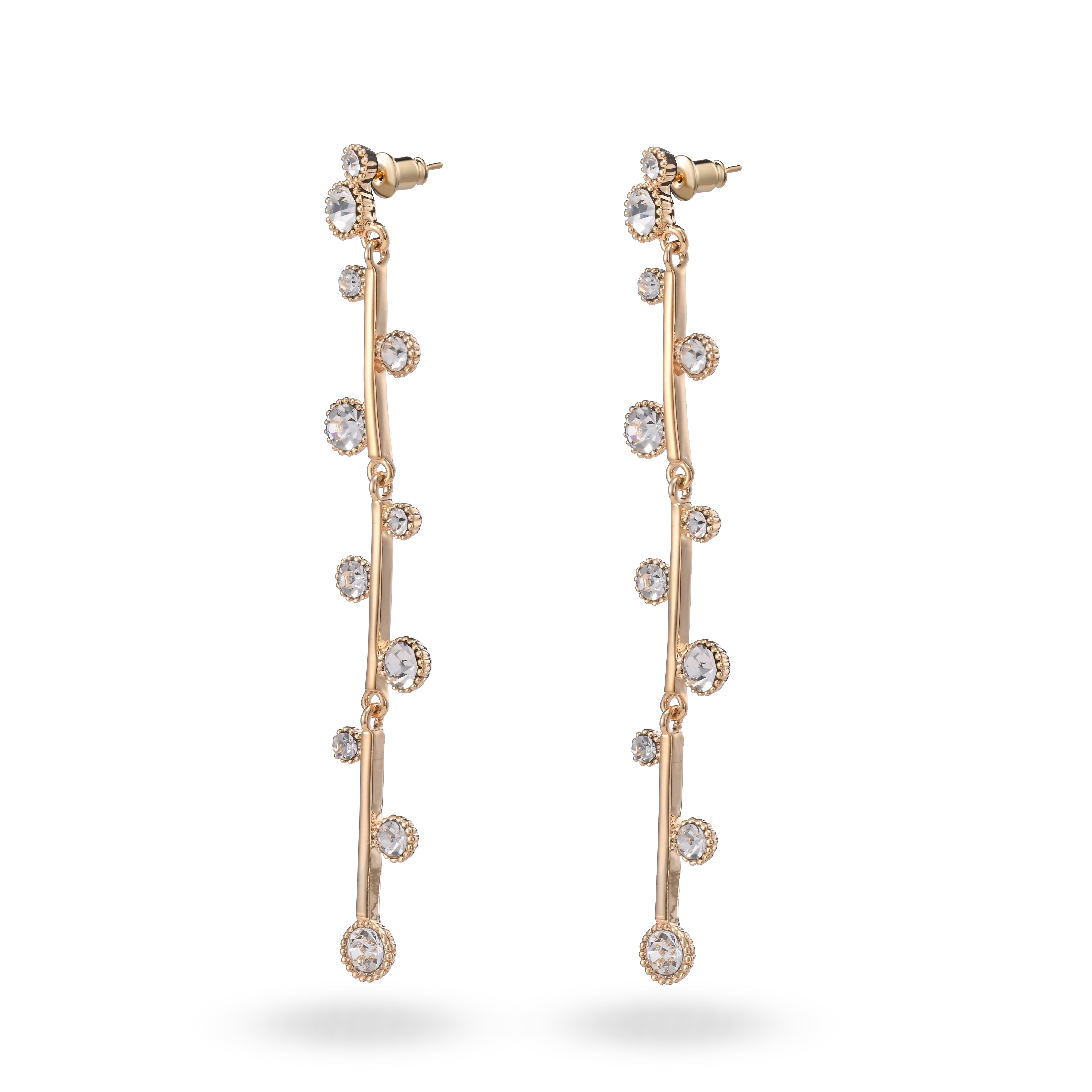 Elegantes pendientes colgantes de cristal dorado