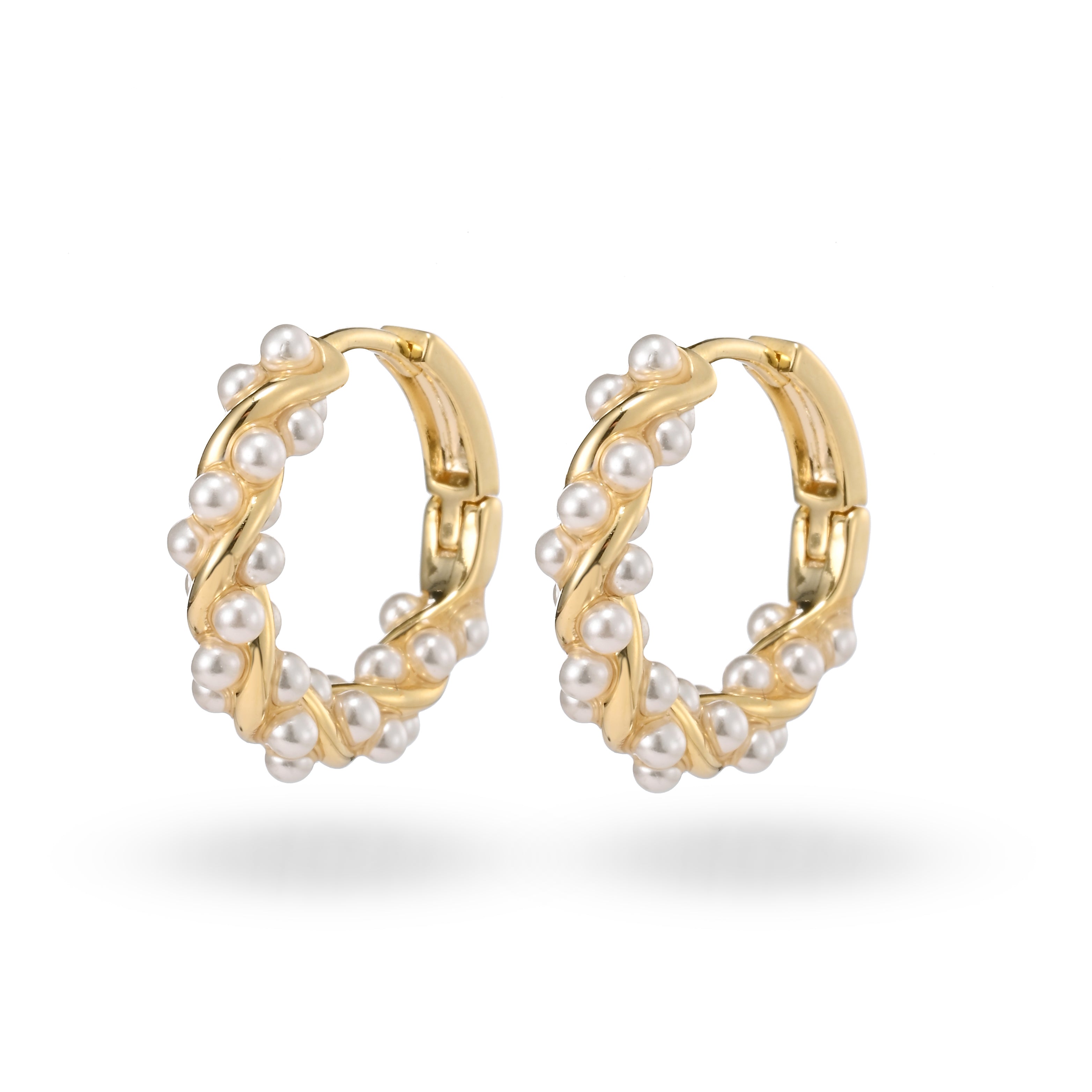 Twisted Pearl Accent Hoop Earrings
