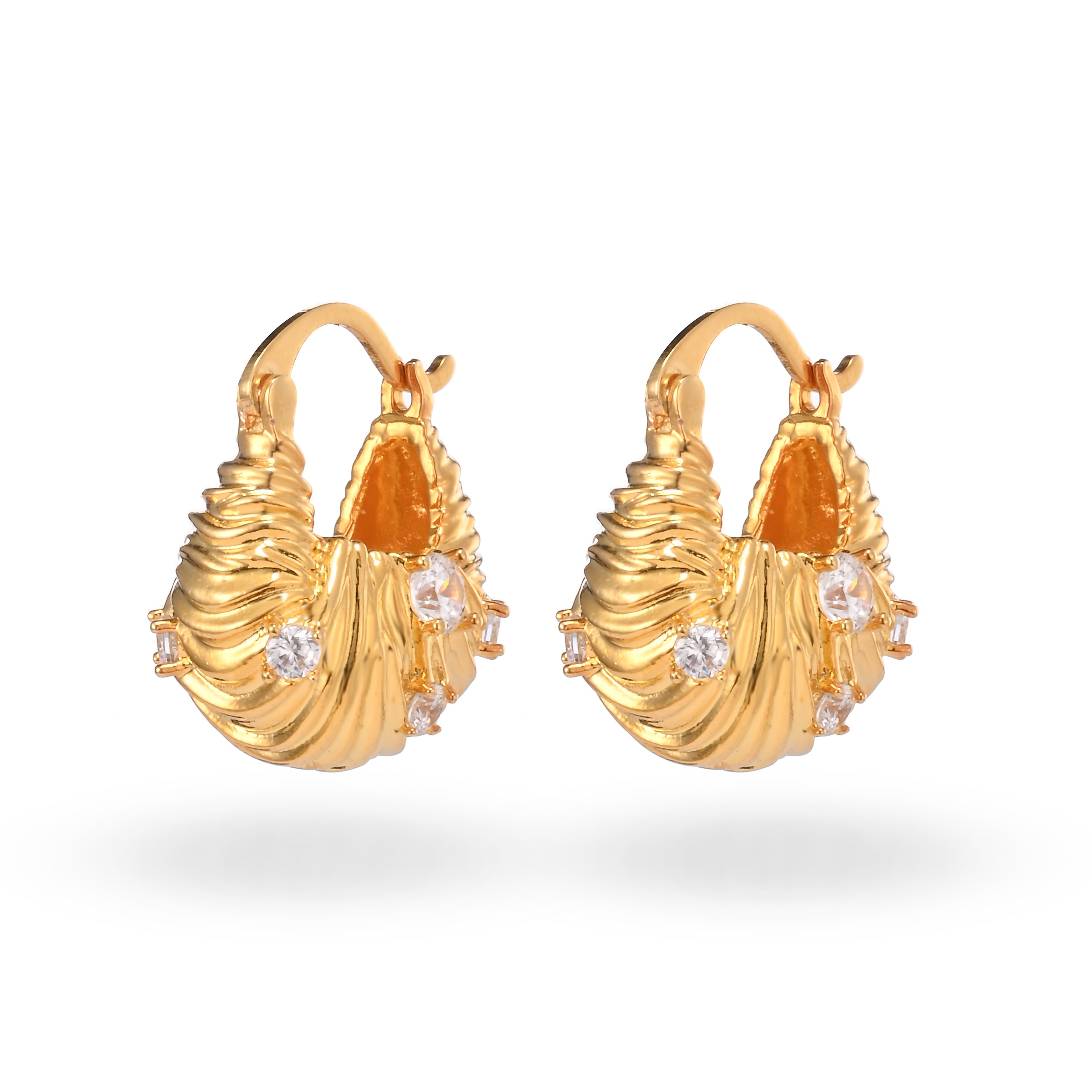 Golden Seashell Hoop Earrings