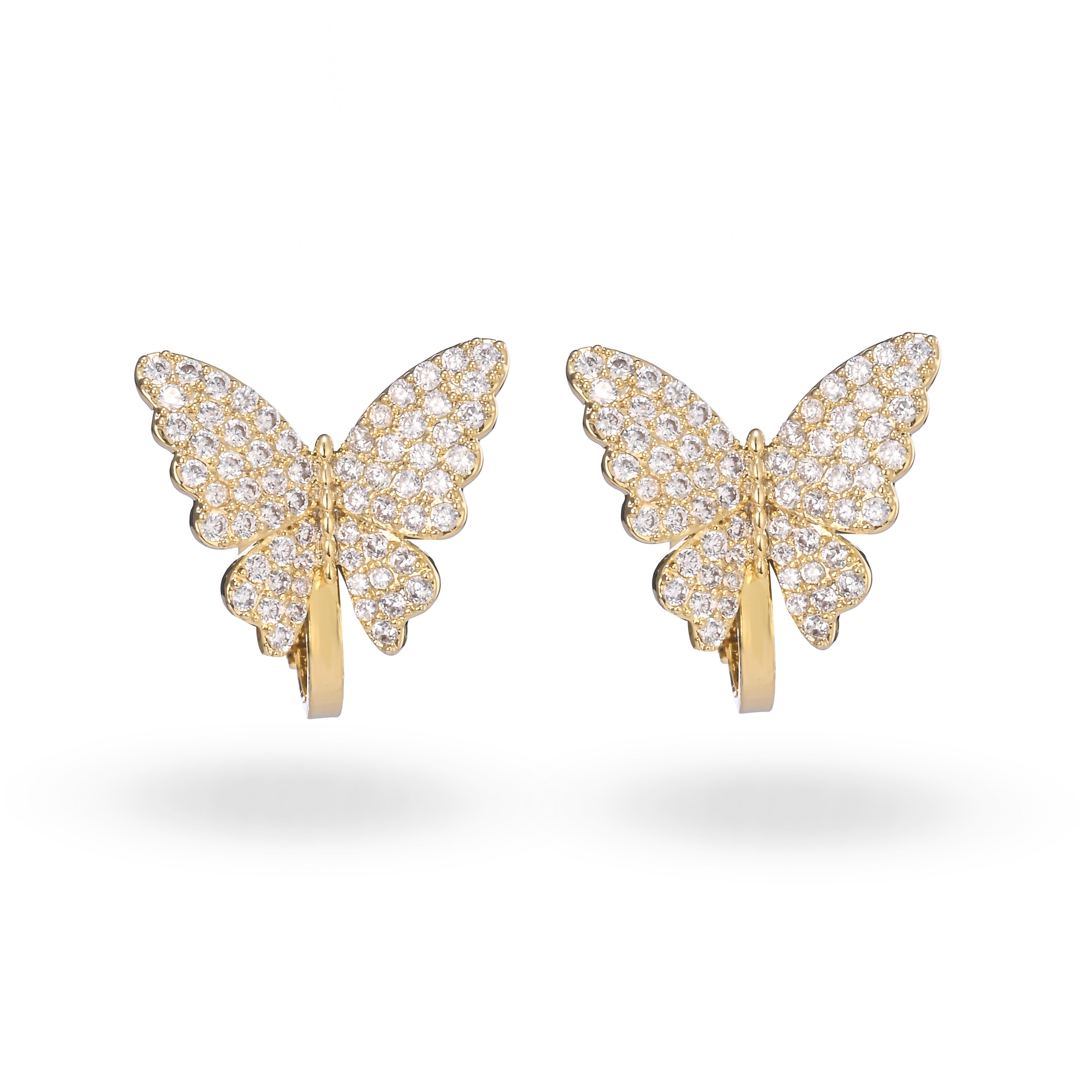 Pendientes de clip con mariposa cristalina