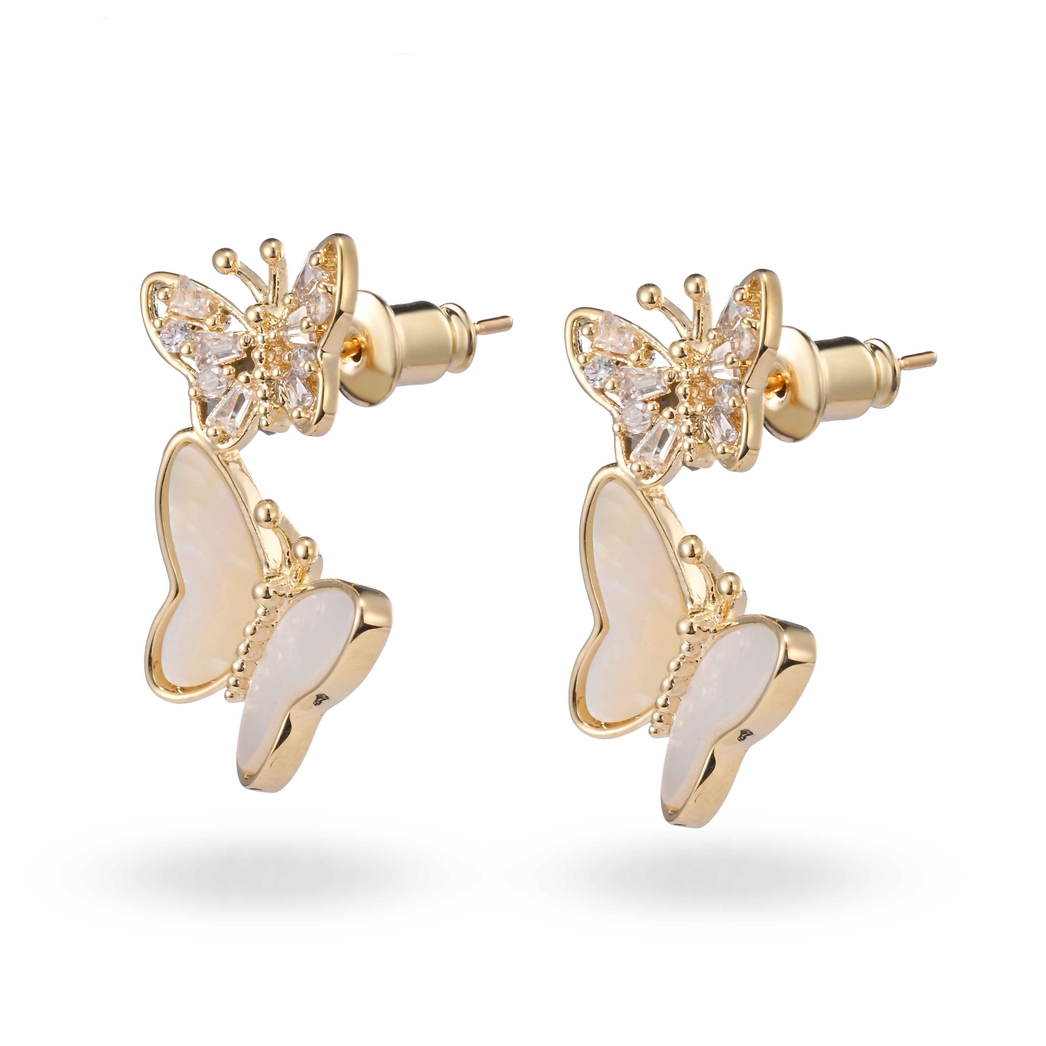 Pendientes colgantes de doble mariposa