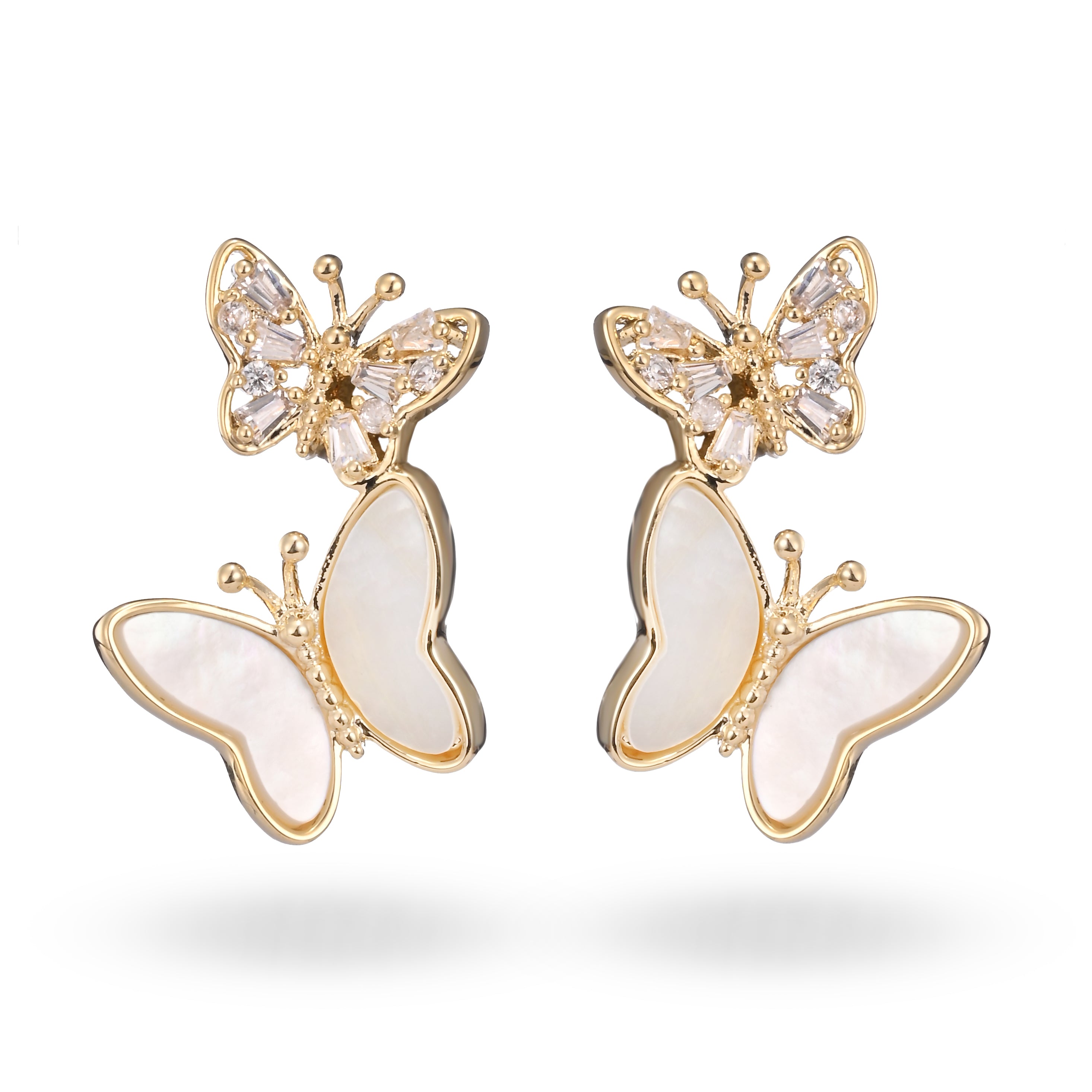 Double Butterfly Drop Earrings