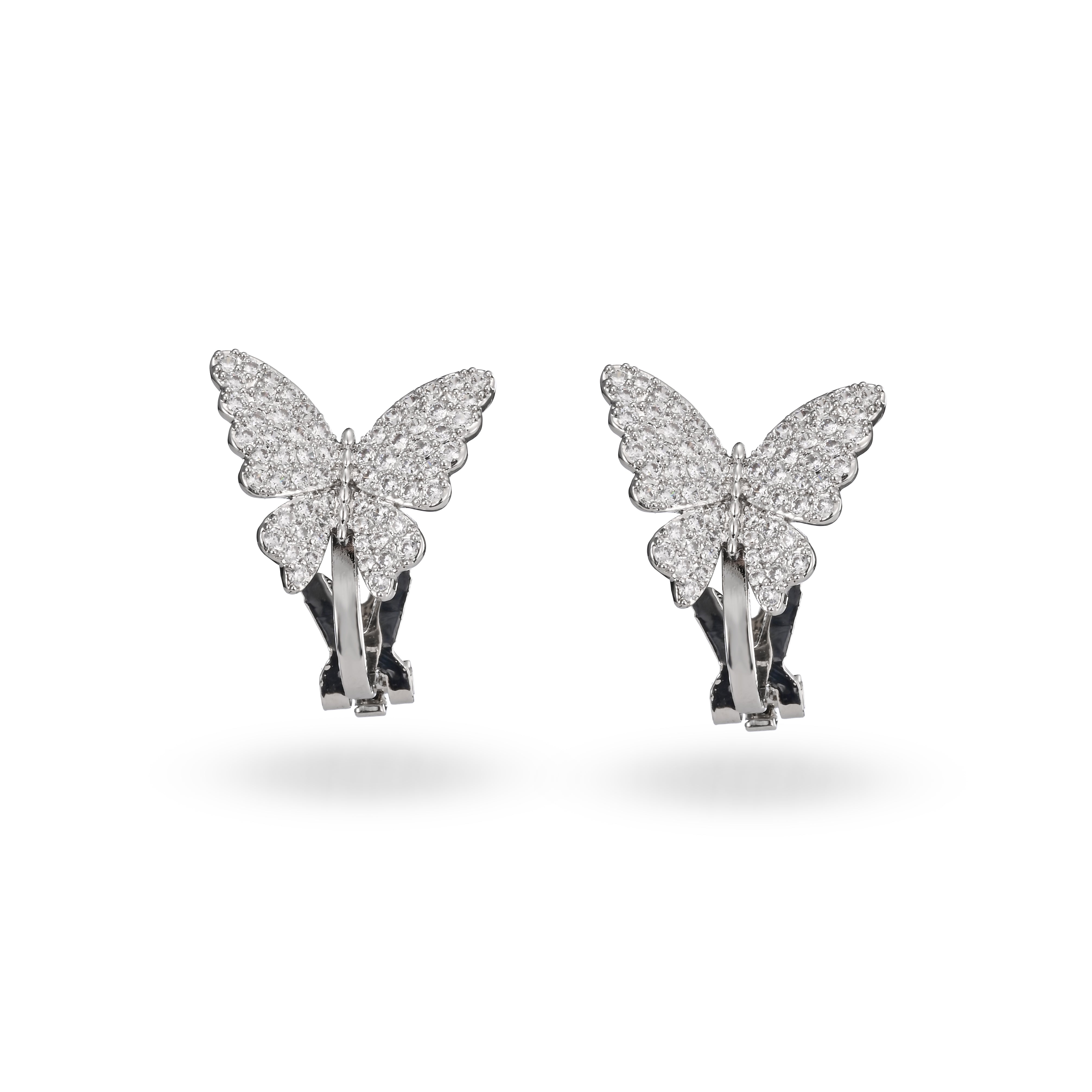 Crystalline Butterfly Clip-On Earrings