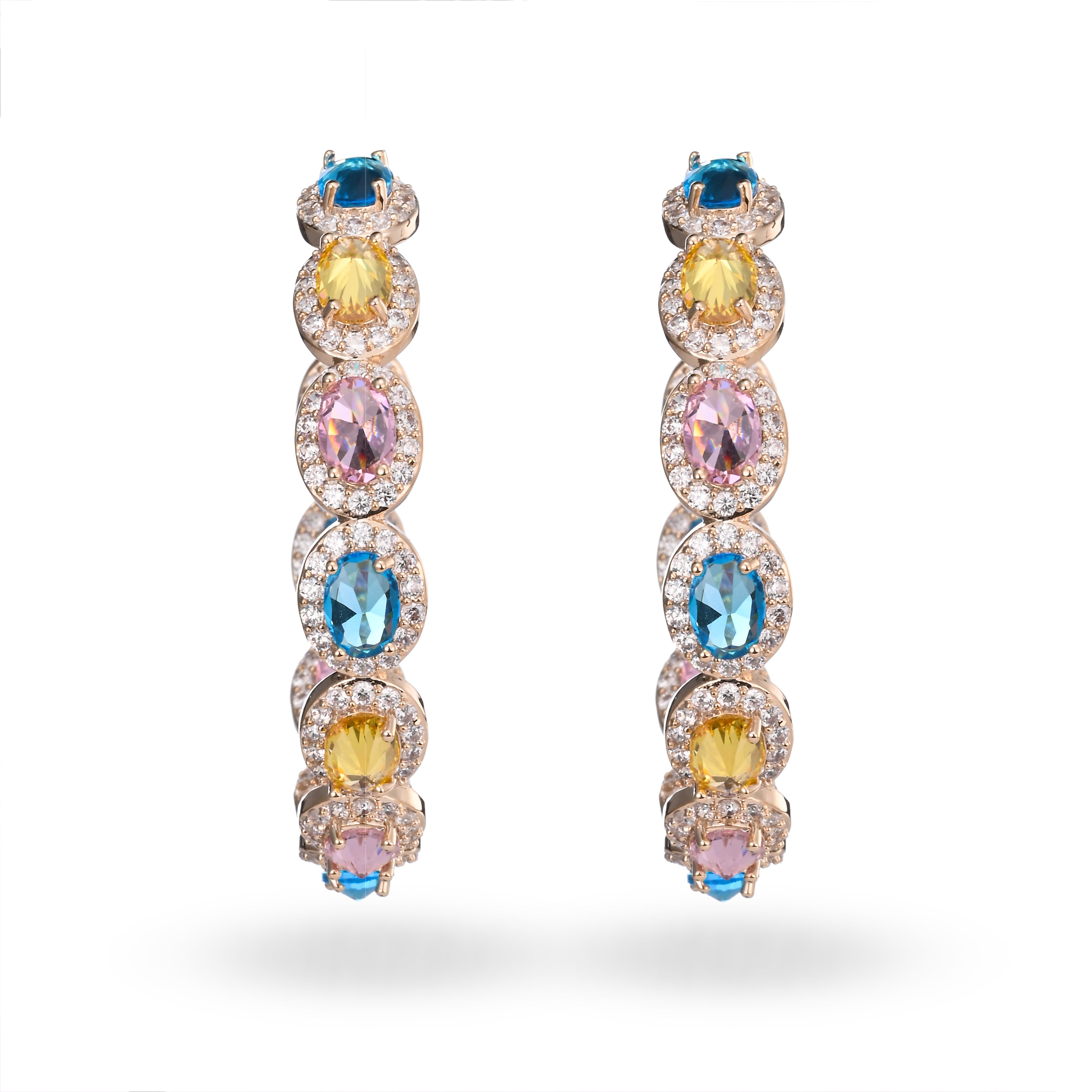 Pendientes de aro con piedras preciosas multicolores