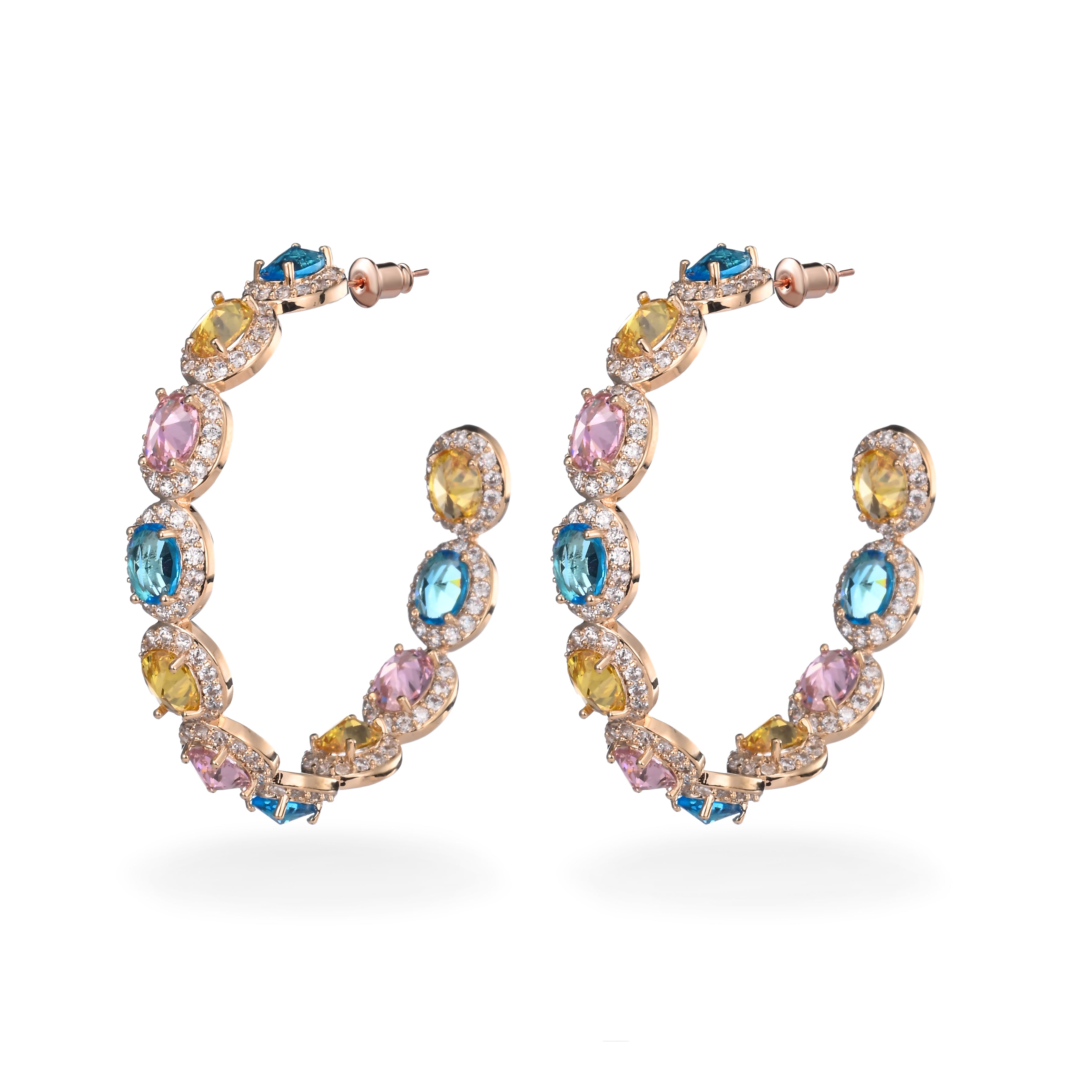 Multicolor Gemstone Hoop Earrings