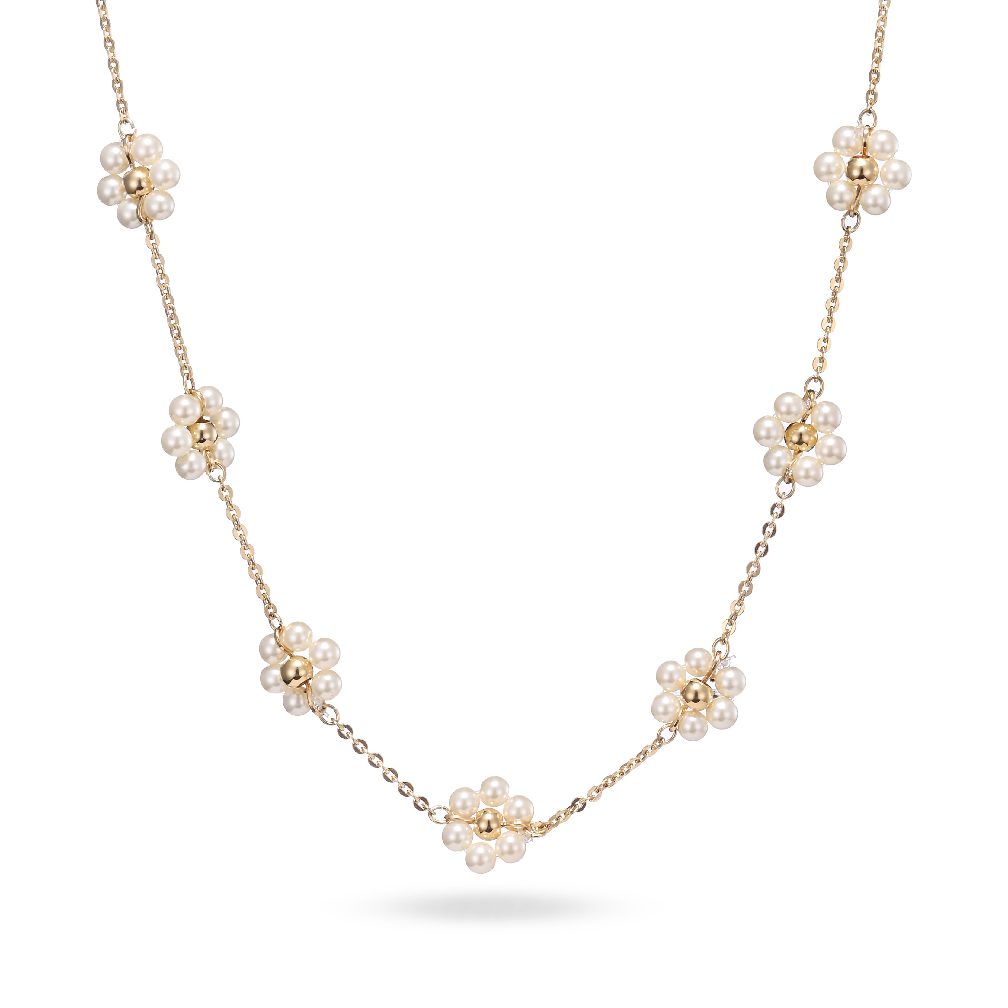 Adjustable Floral Pearl Blossom Jewelry Set – Premium Gold-Plated Necklace with Matching Pearl Flower Adjustable Ring | Elegant, unique Design | Luxury Gift Set