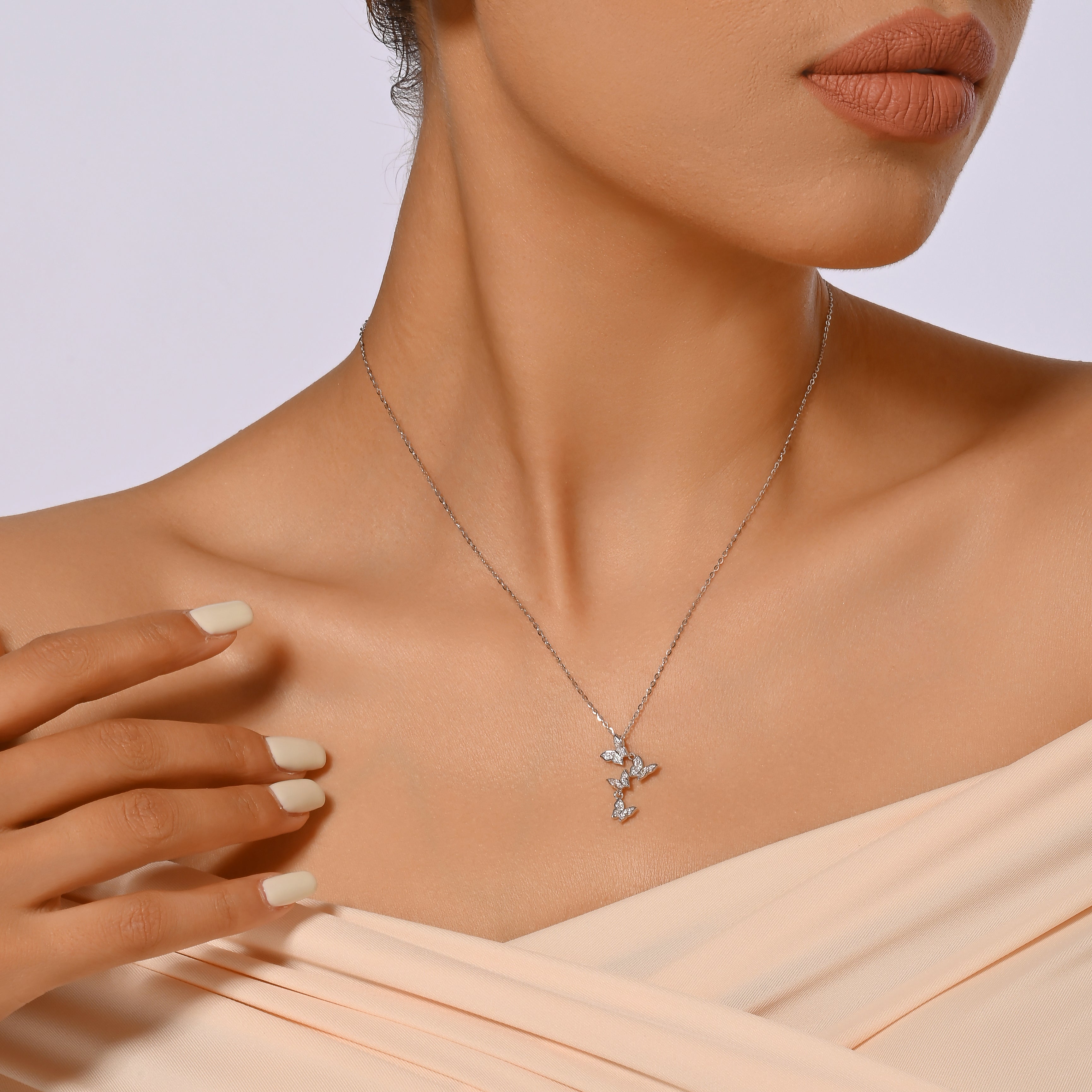 Sterling Silver Dancing Butterfly Cascade Necklace