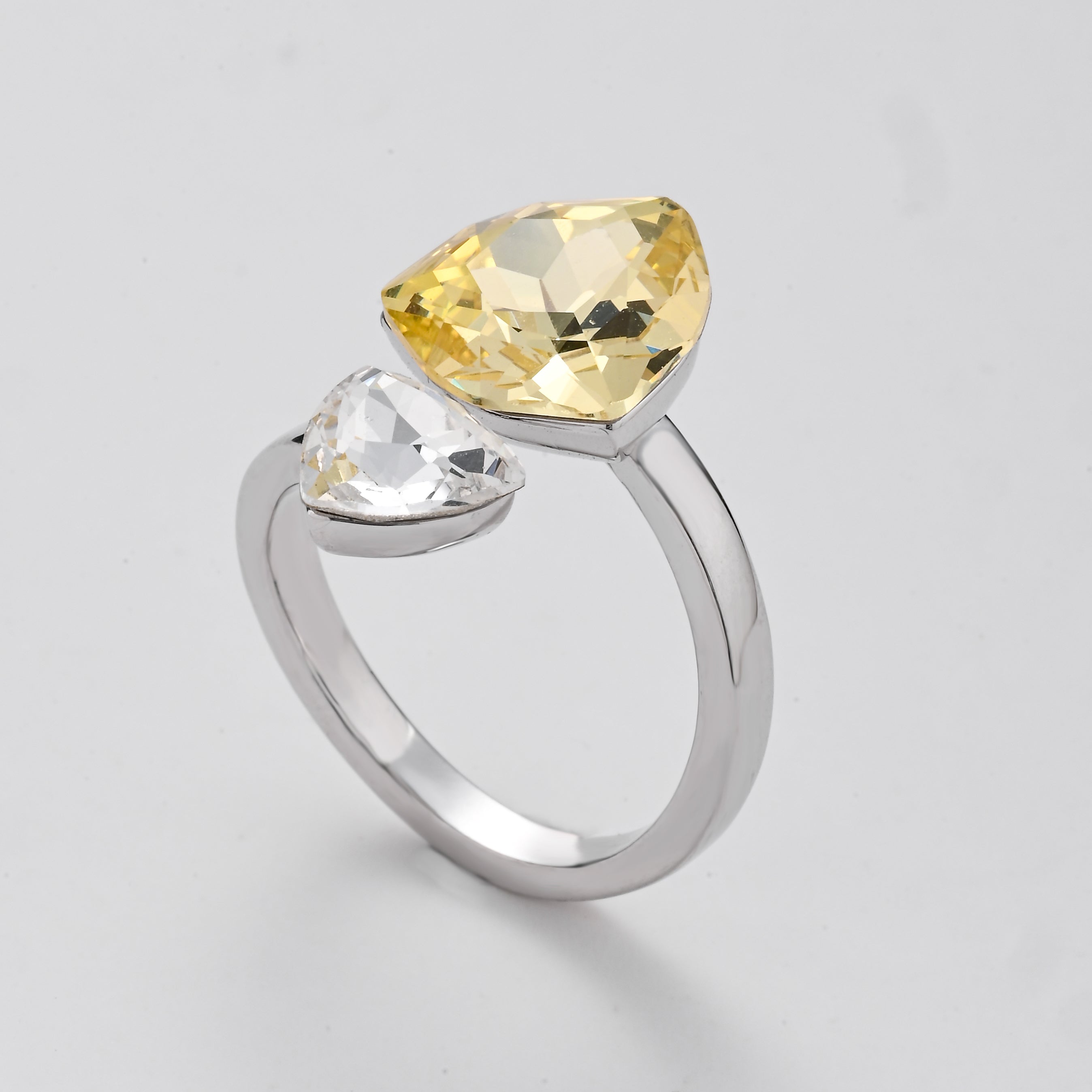 Yellow Heart Crystal Ring