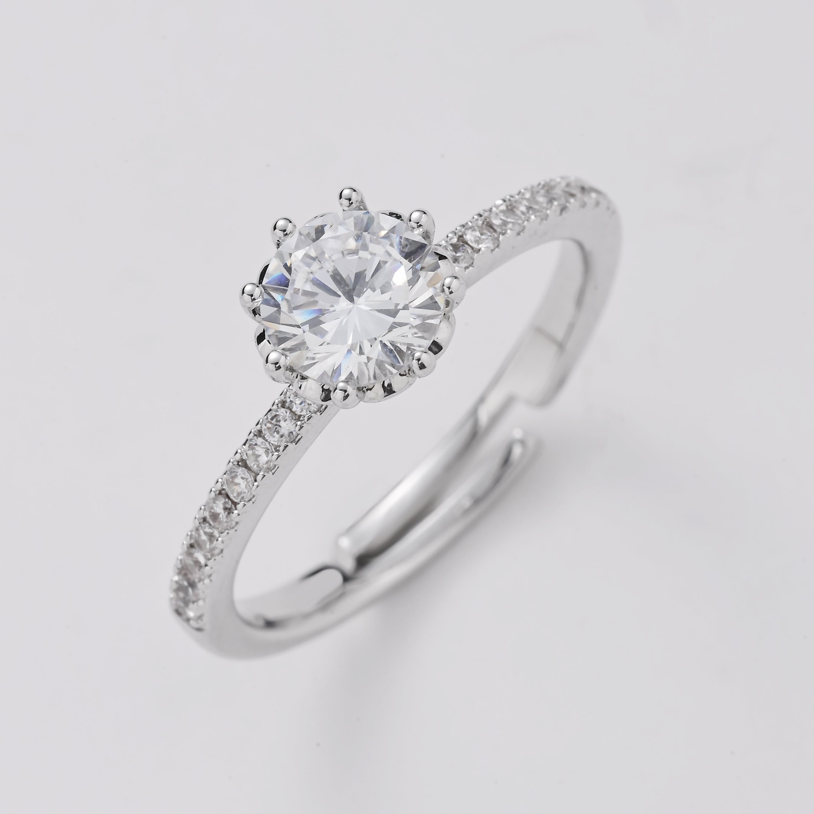 Sparkling Silver Solitaire Ring