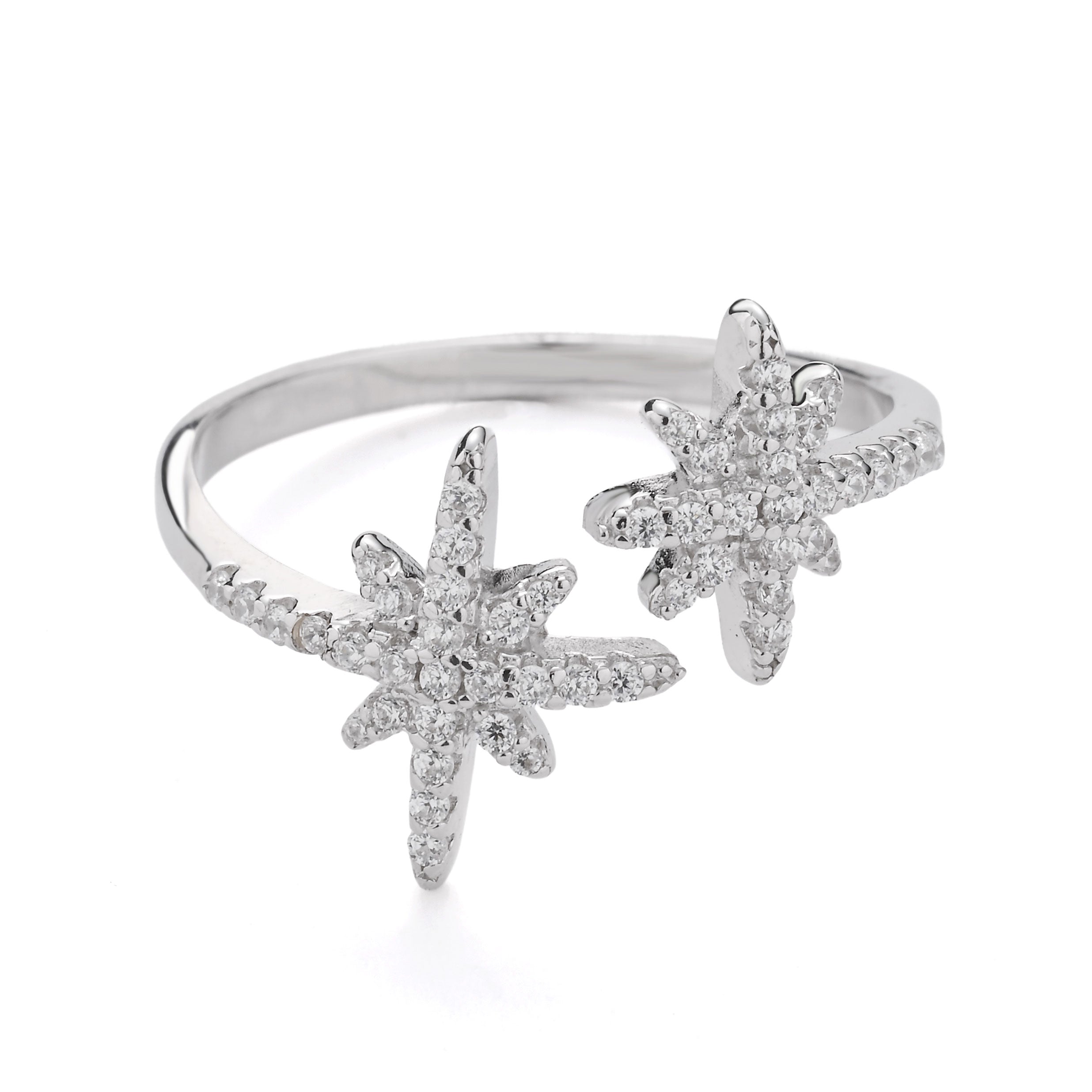 Celestial Starburst Sterling Silver Adjustable Ring