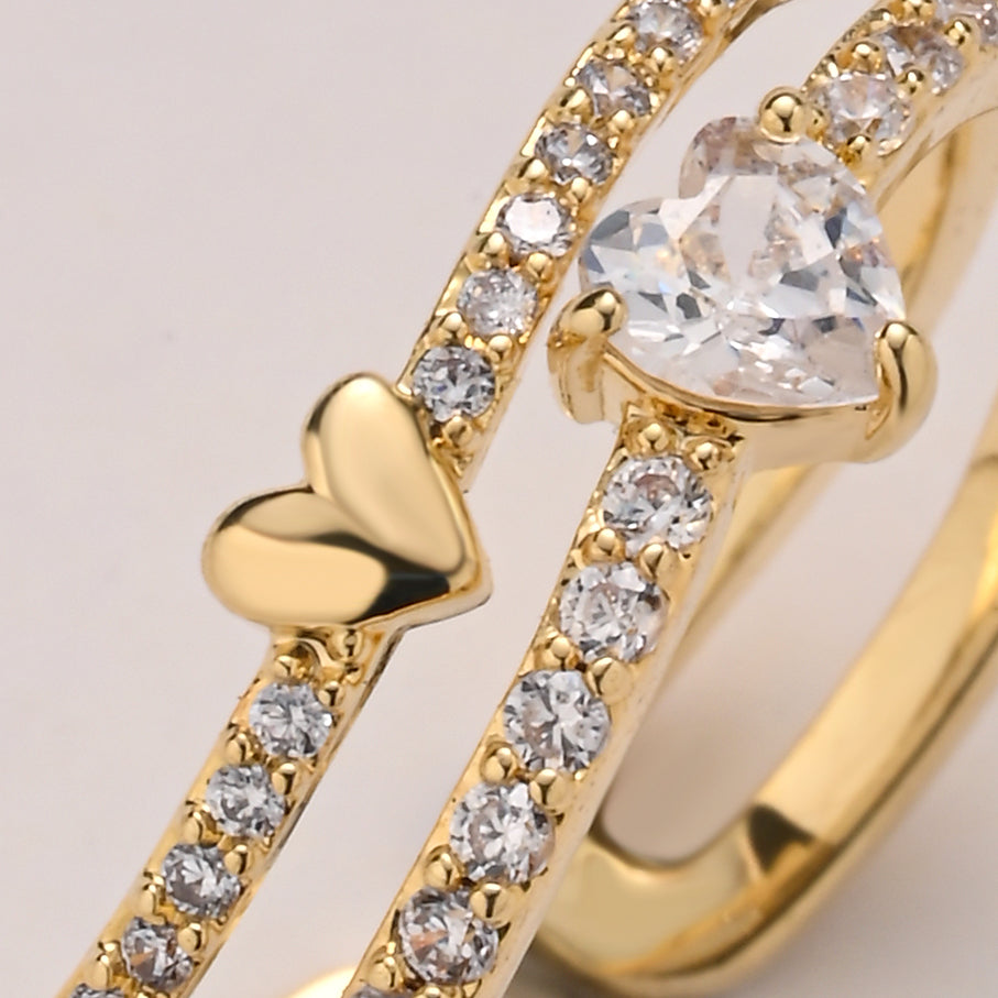 Double Heartbeat Adjustable Ring