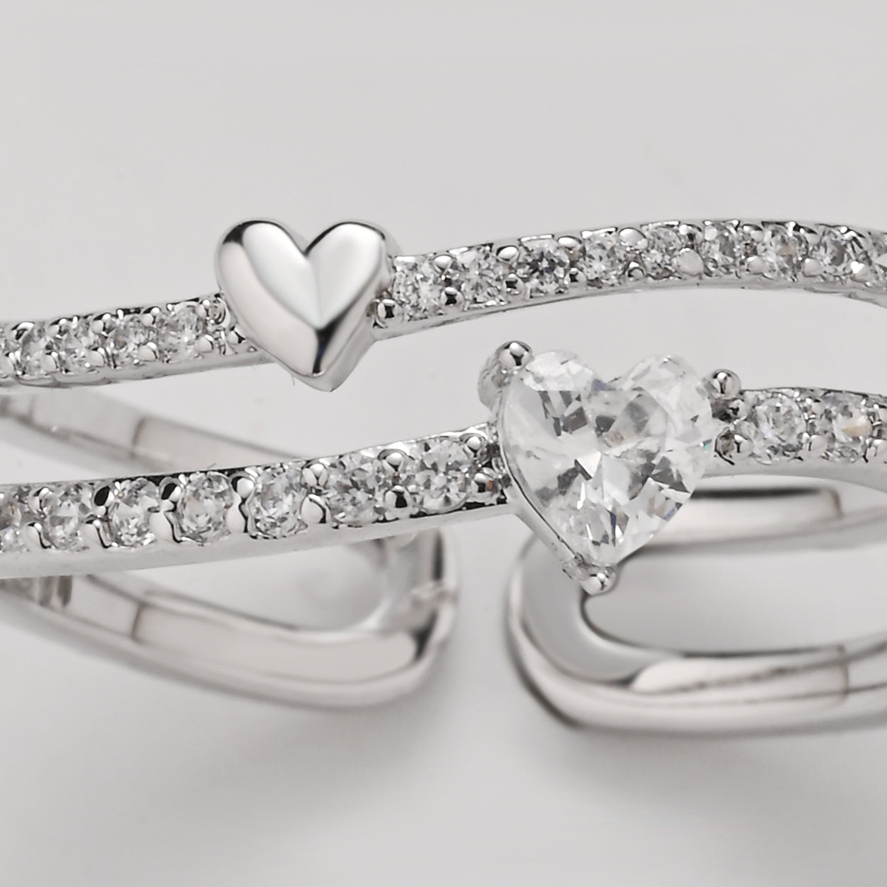 Double Heartbeat Adjustable Ring