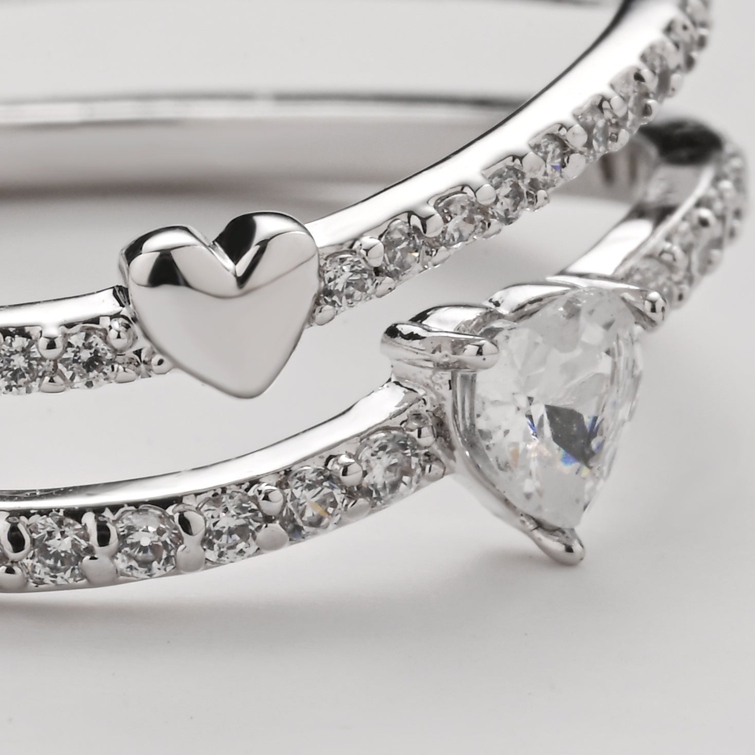 Double Heartbeat Adjustable Ring