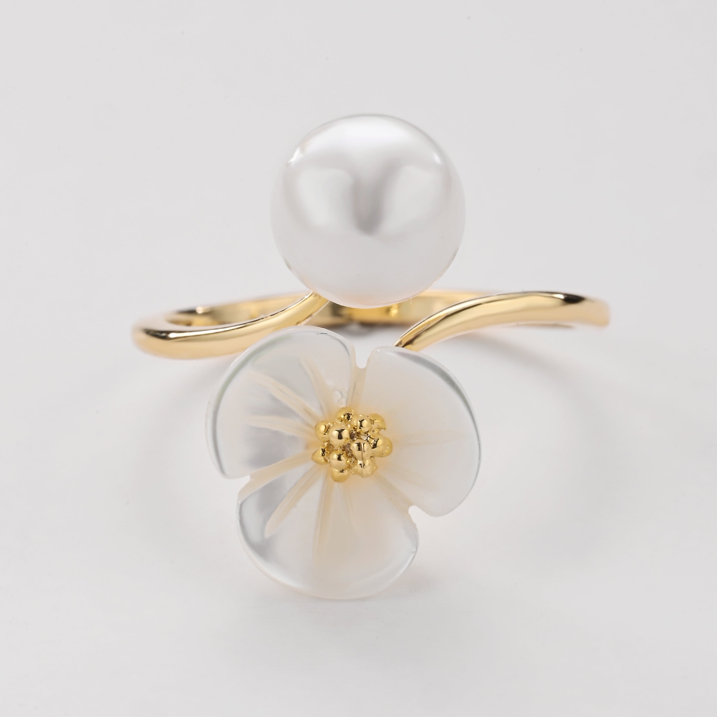 Pearl Blossom Open Ring