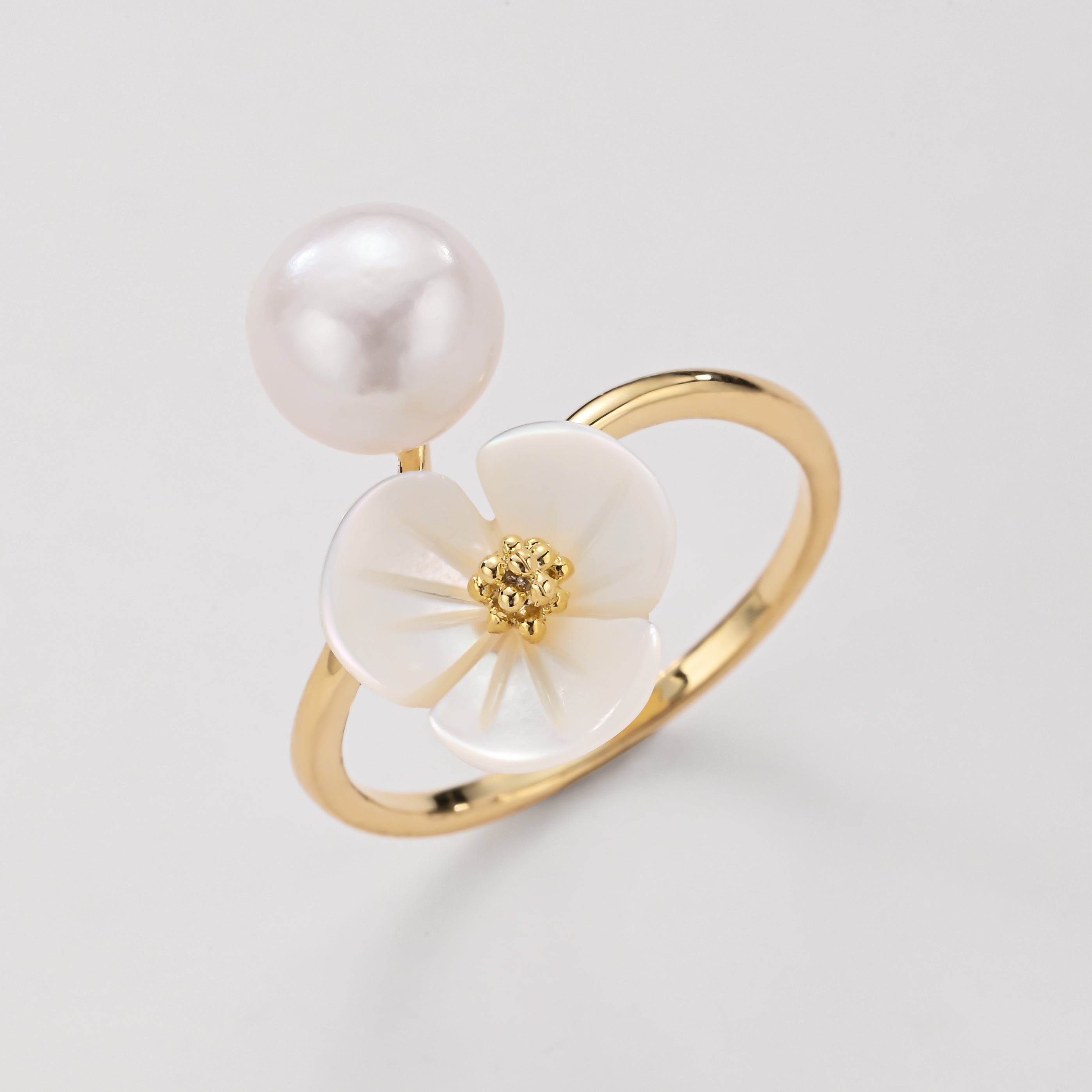 Pearl Blossom Open Ring