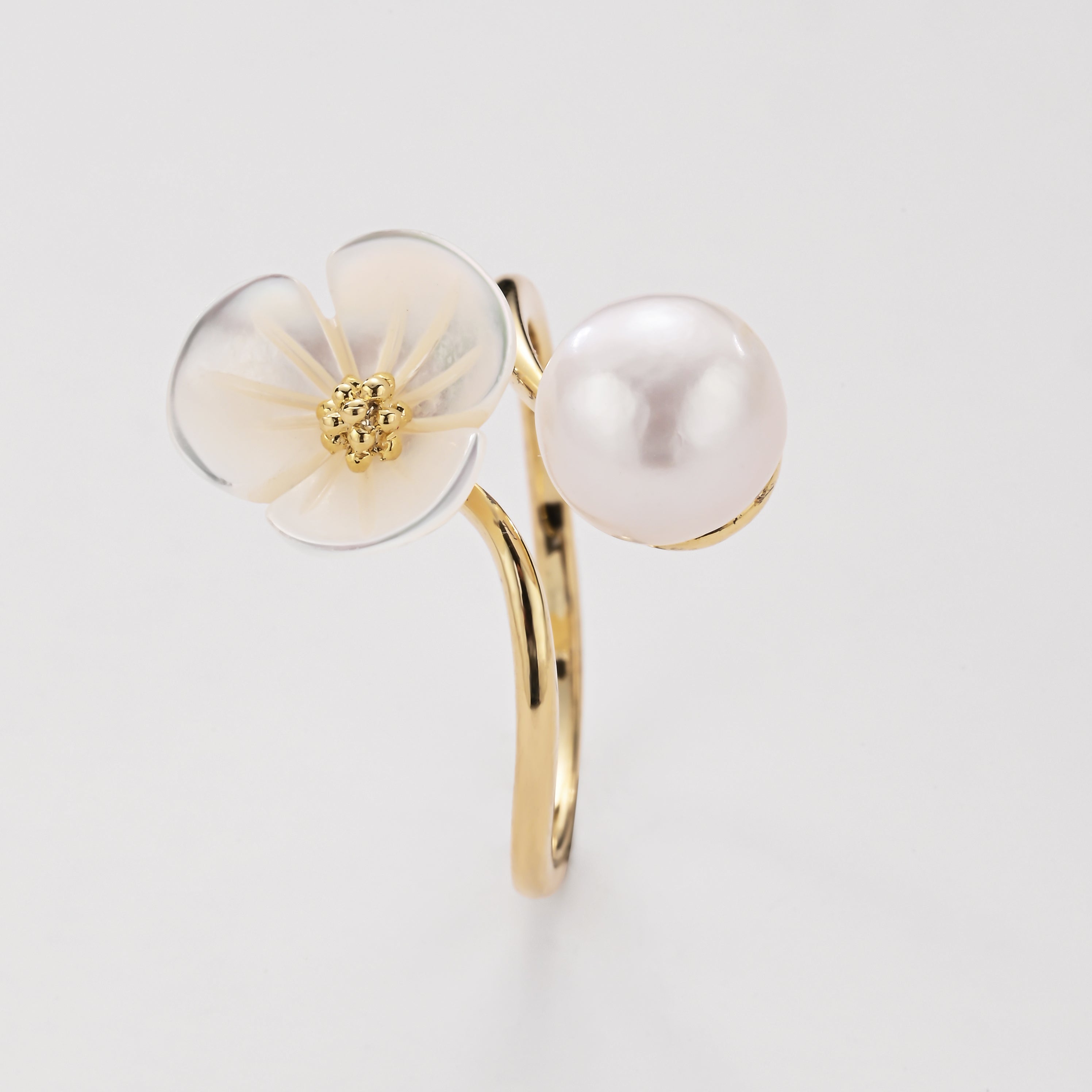 Pearl Blossom Open Ring