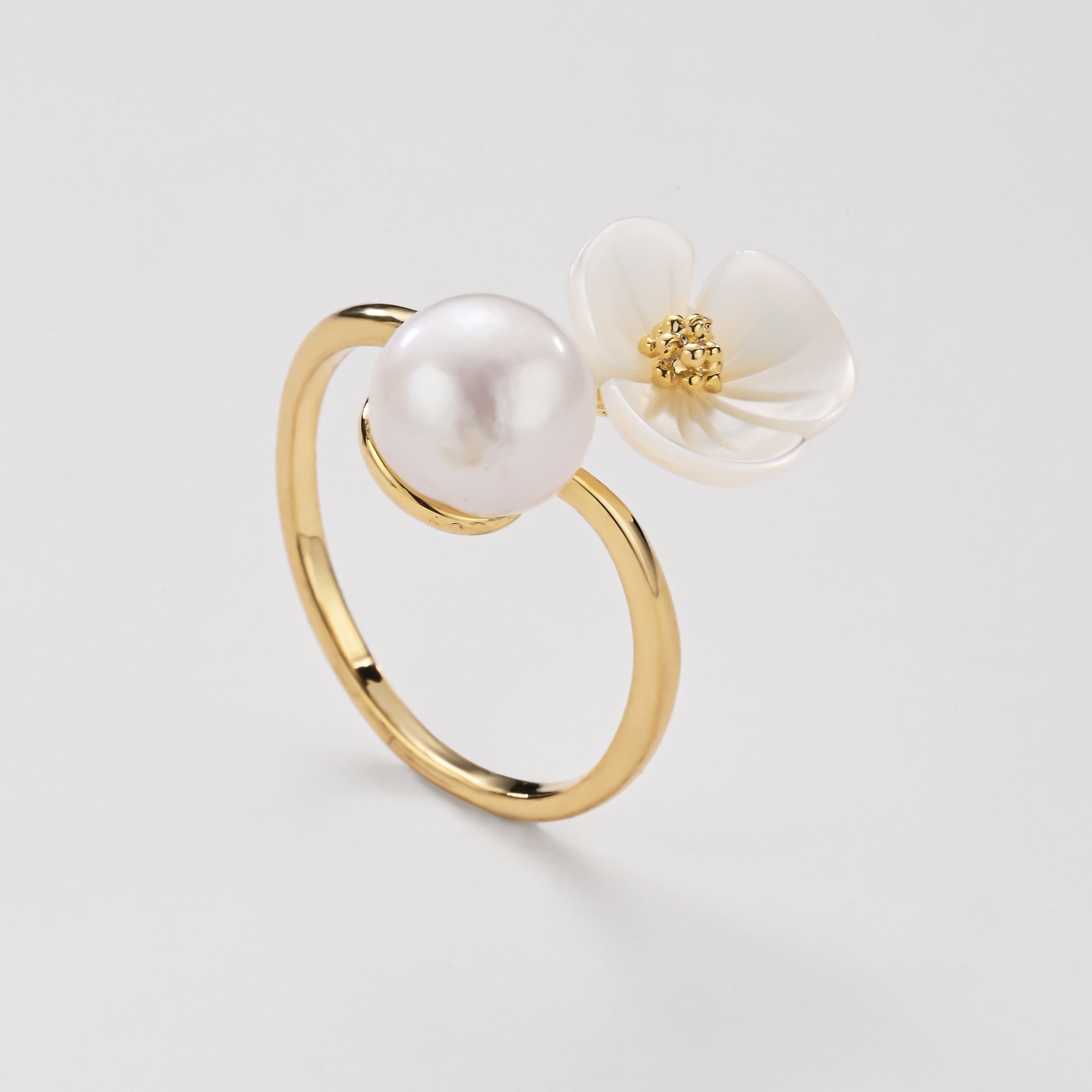 Pearl Blossom Open Ring