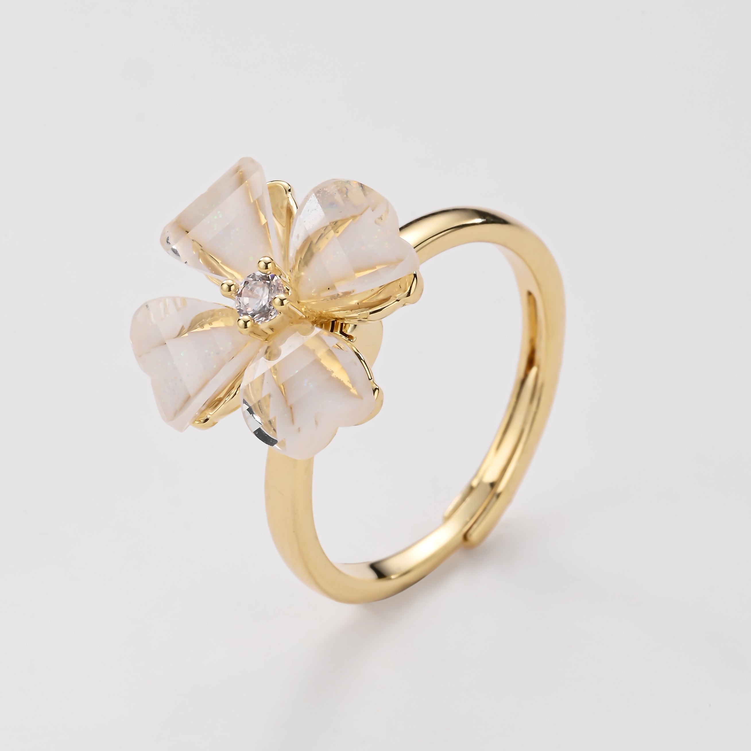 Crystal Flower Gold Ring