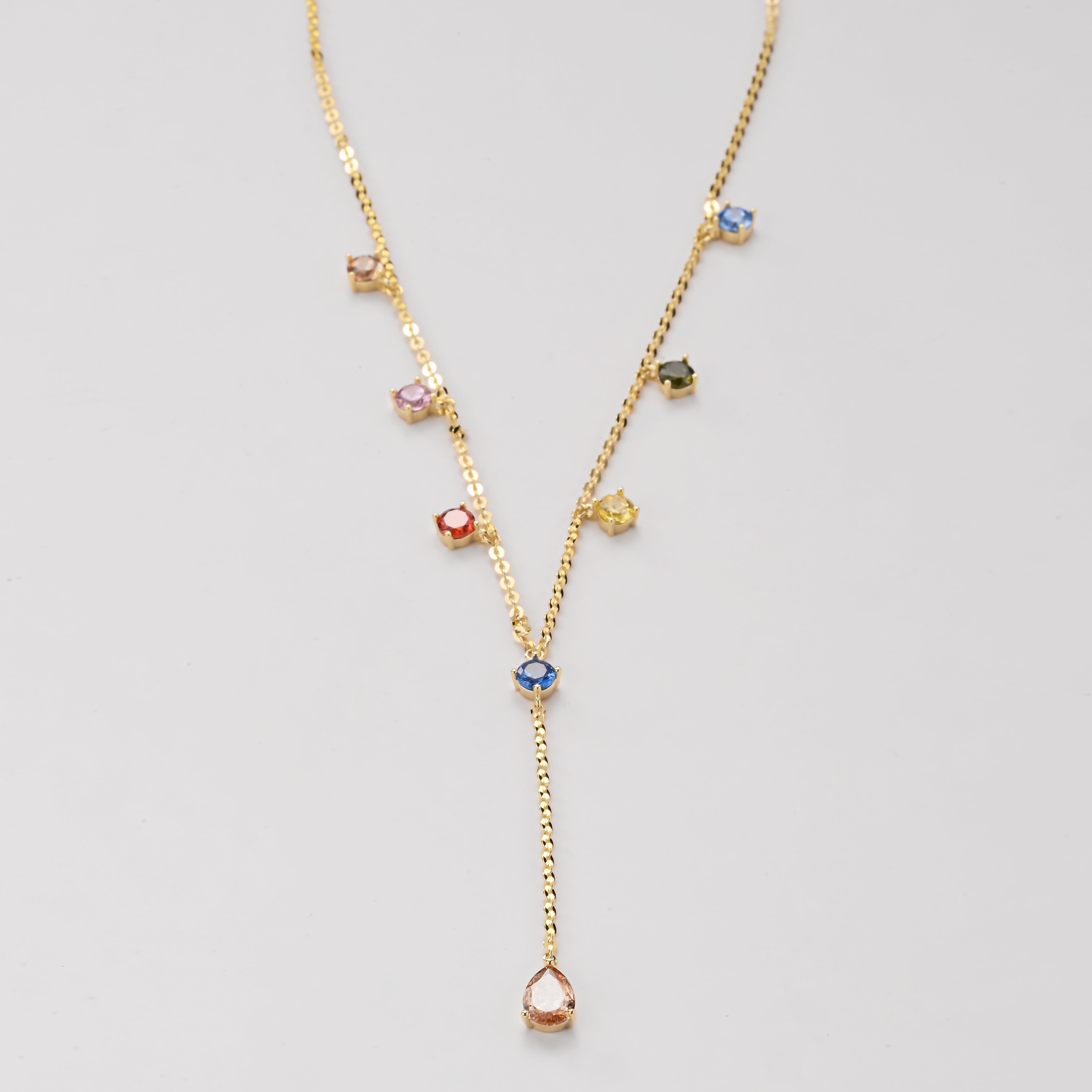 Rainbow Crystal Lariat Necklace