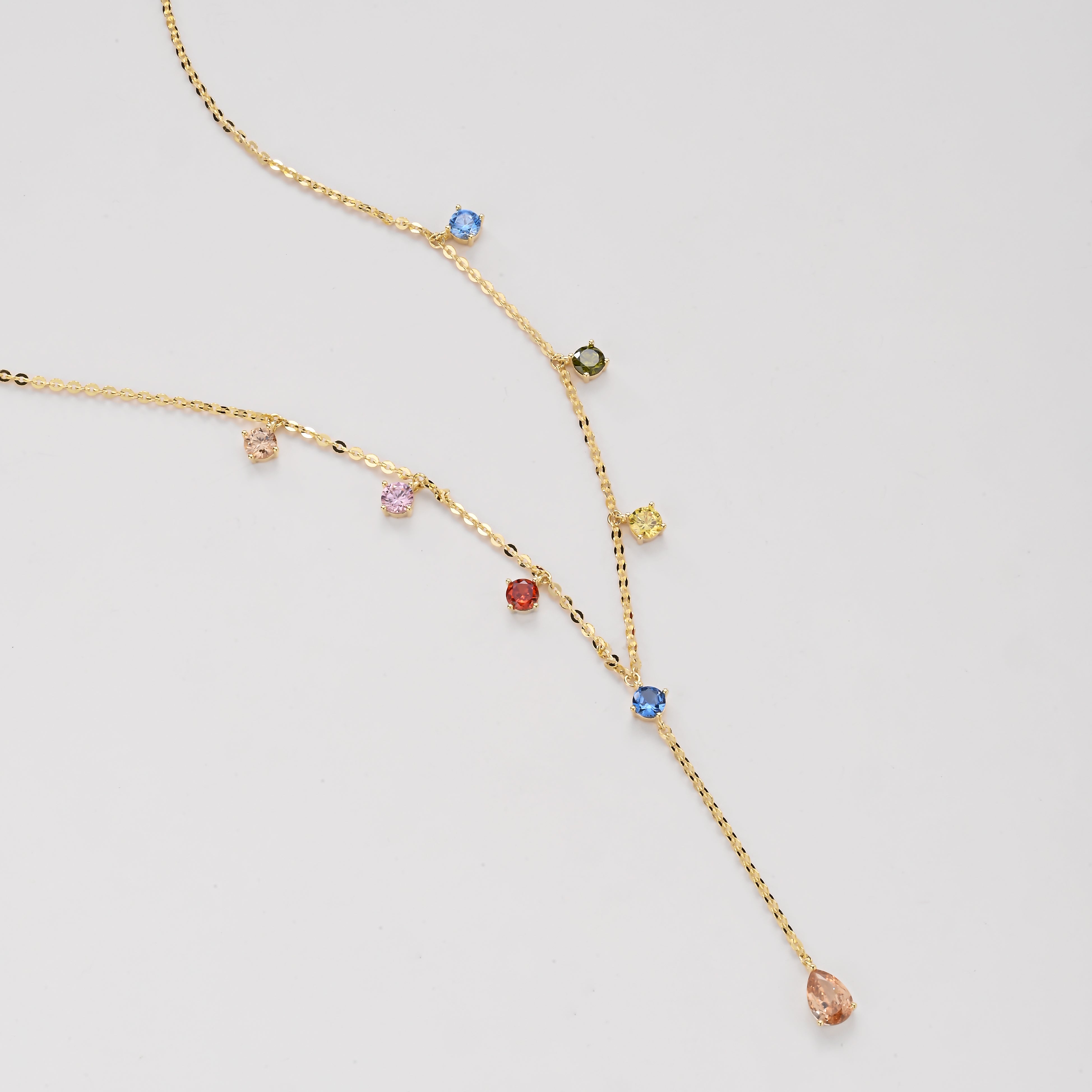 Rainbow Crystal Lariat Necklace