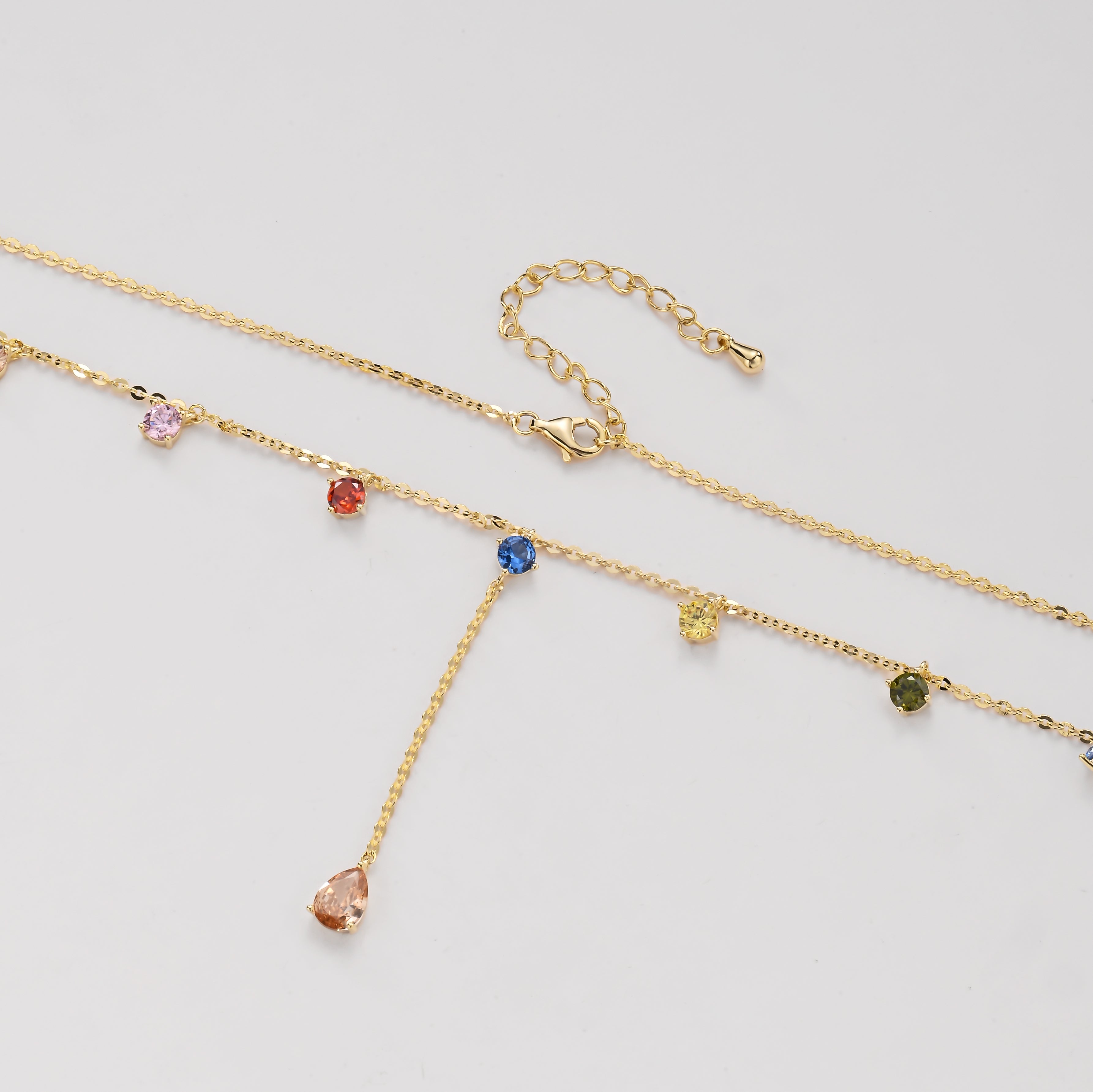 Rainbow Crystal Lariat Necklace