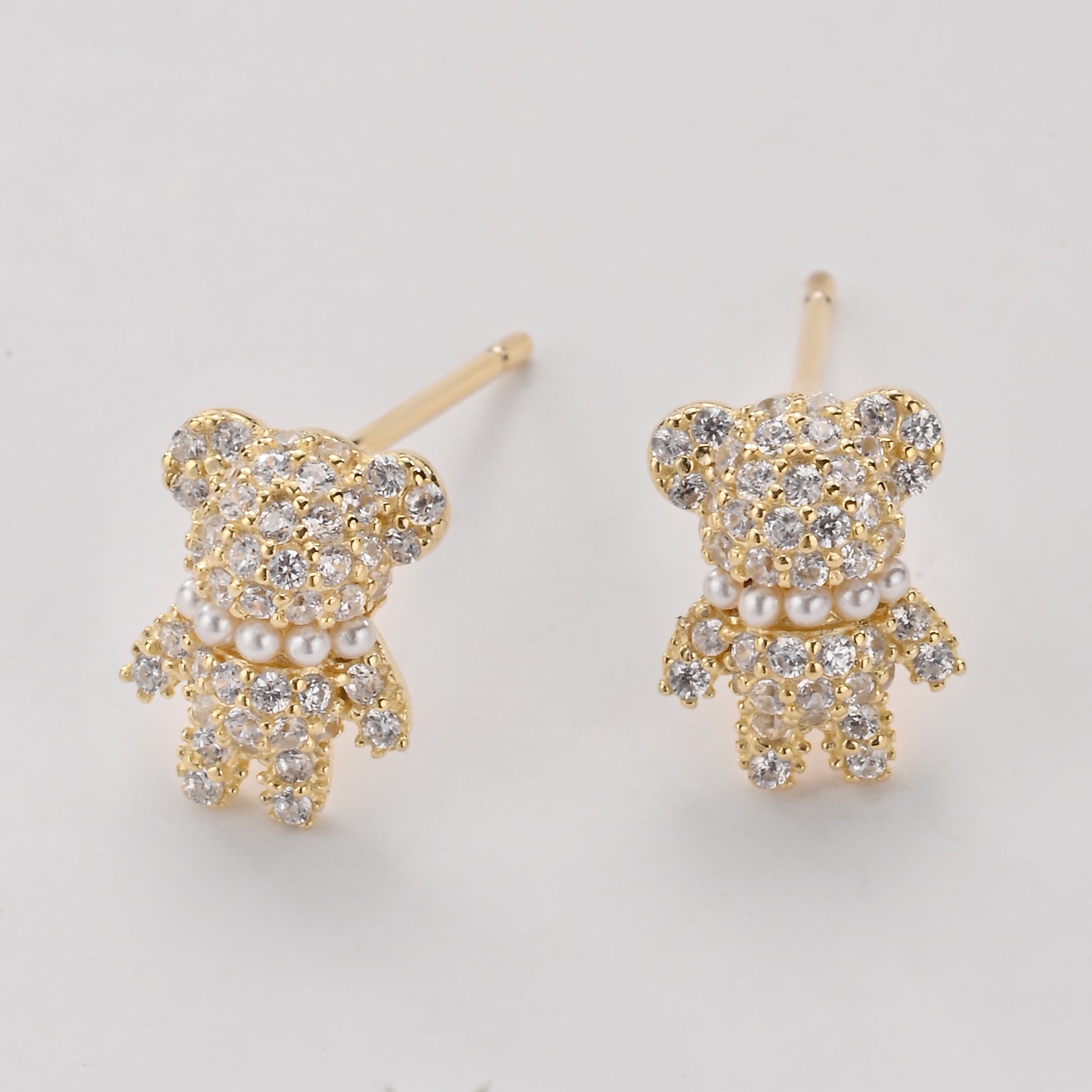 Pendientes de osito de cristal