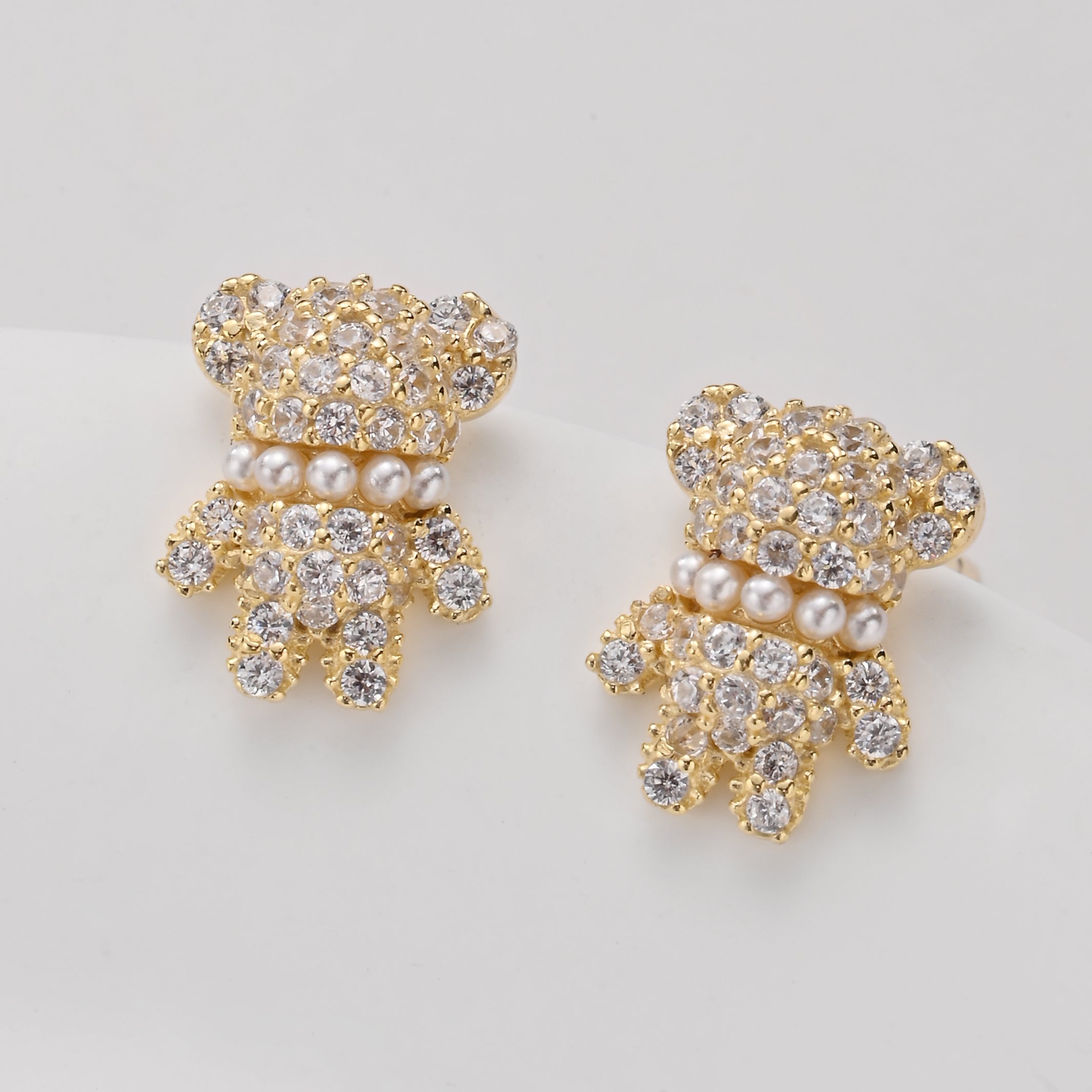 Pendientes de osito de cristal