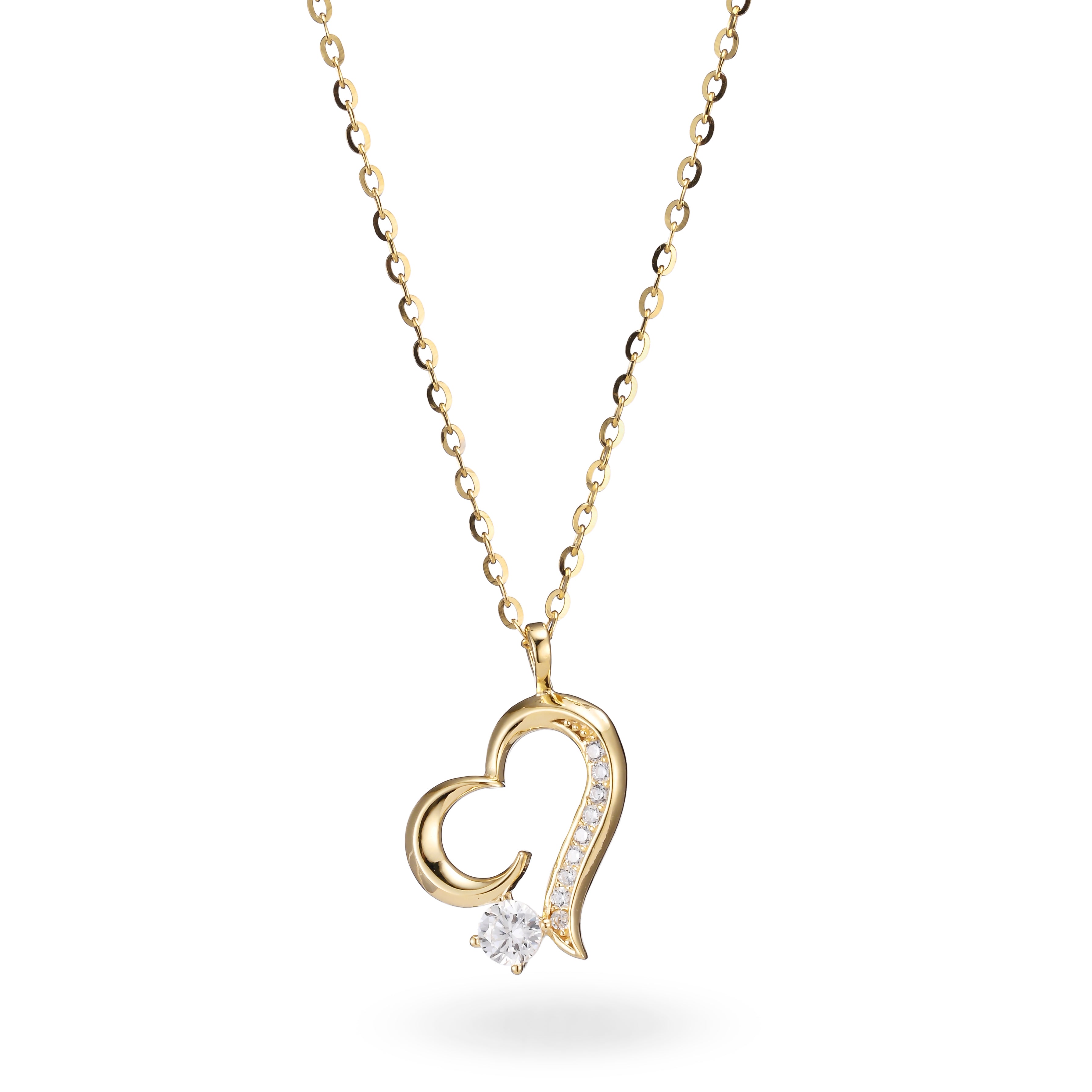 Collar de oro con corazón de cristal