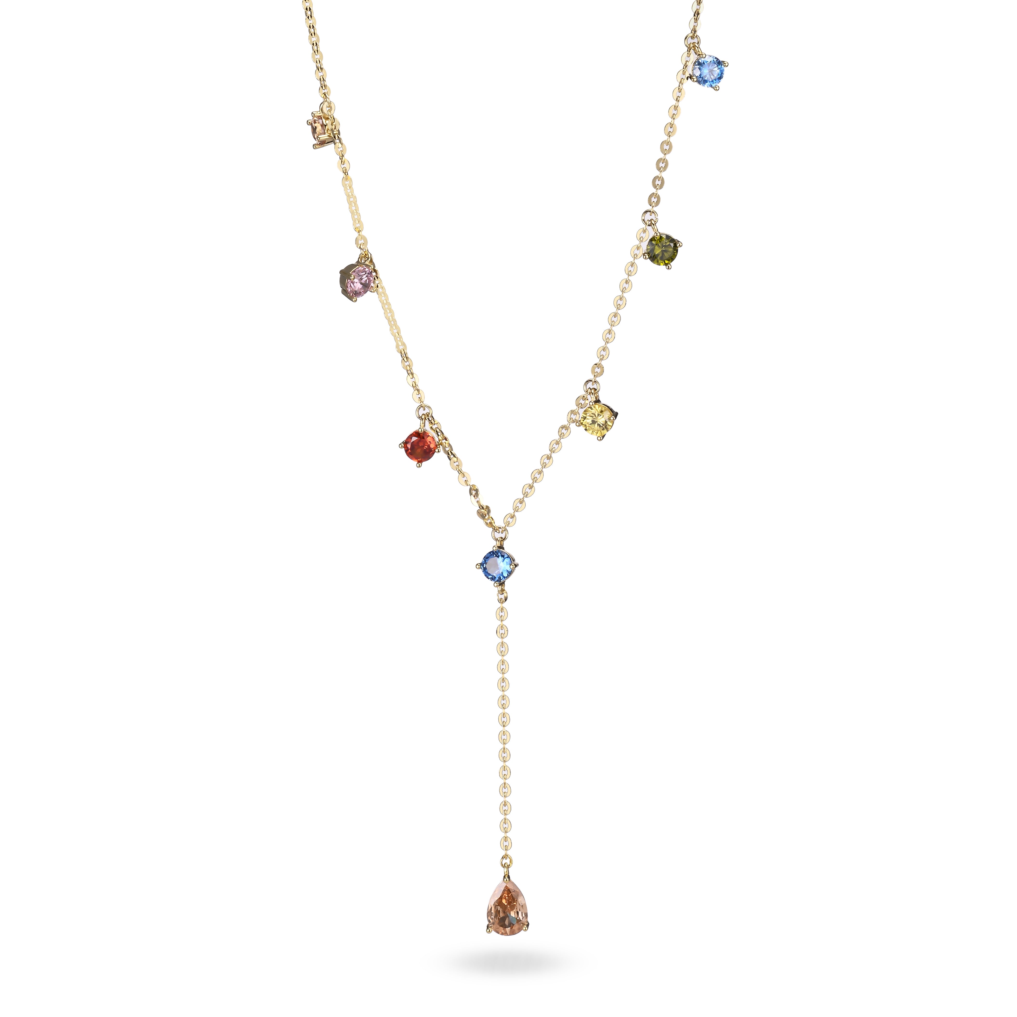 Rainbow Crystal Lariat Necklace