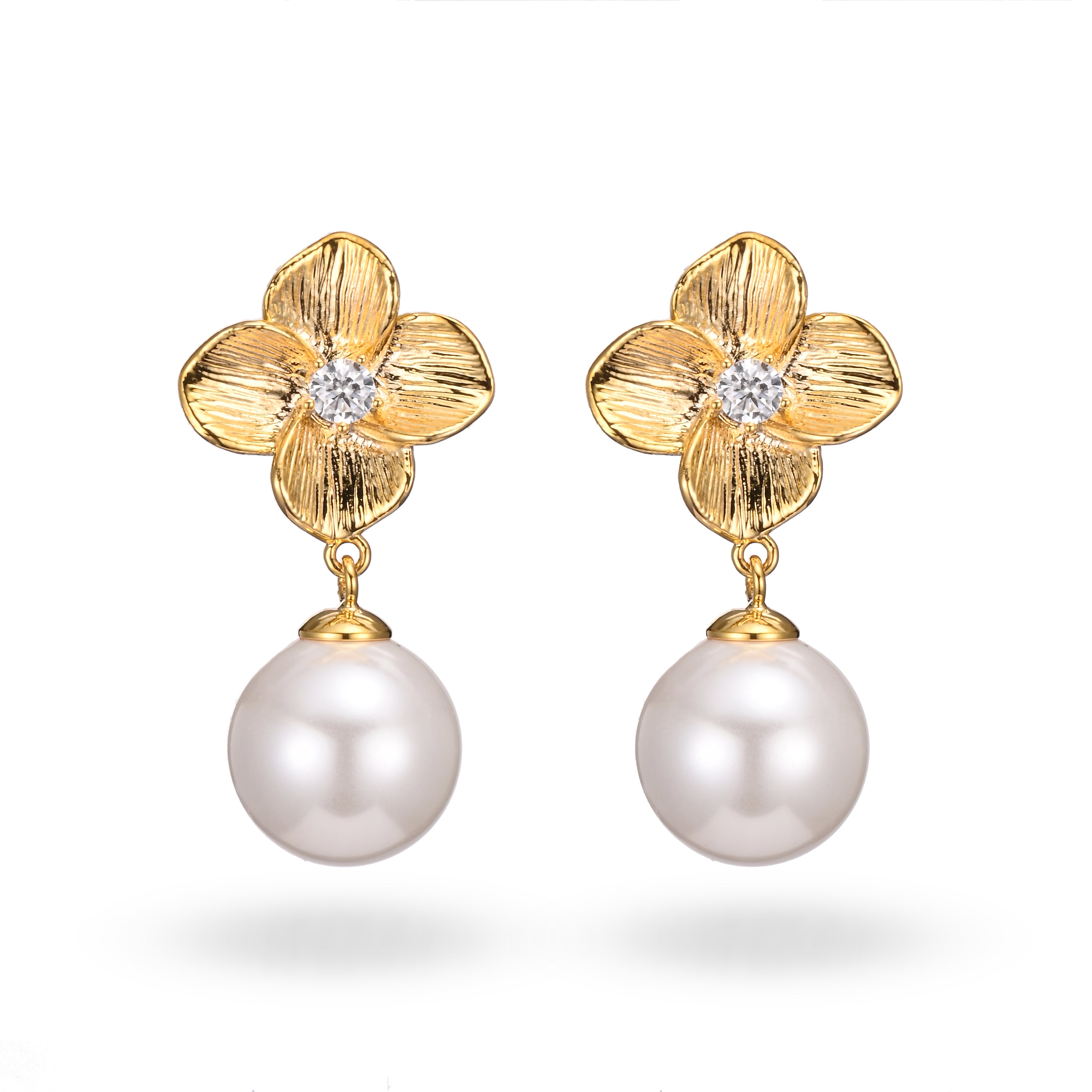 Golden Blossom Pearl Earrings