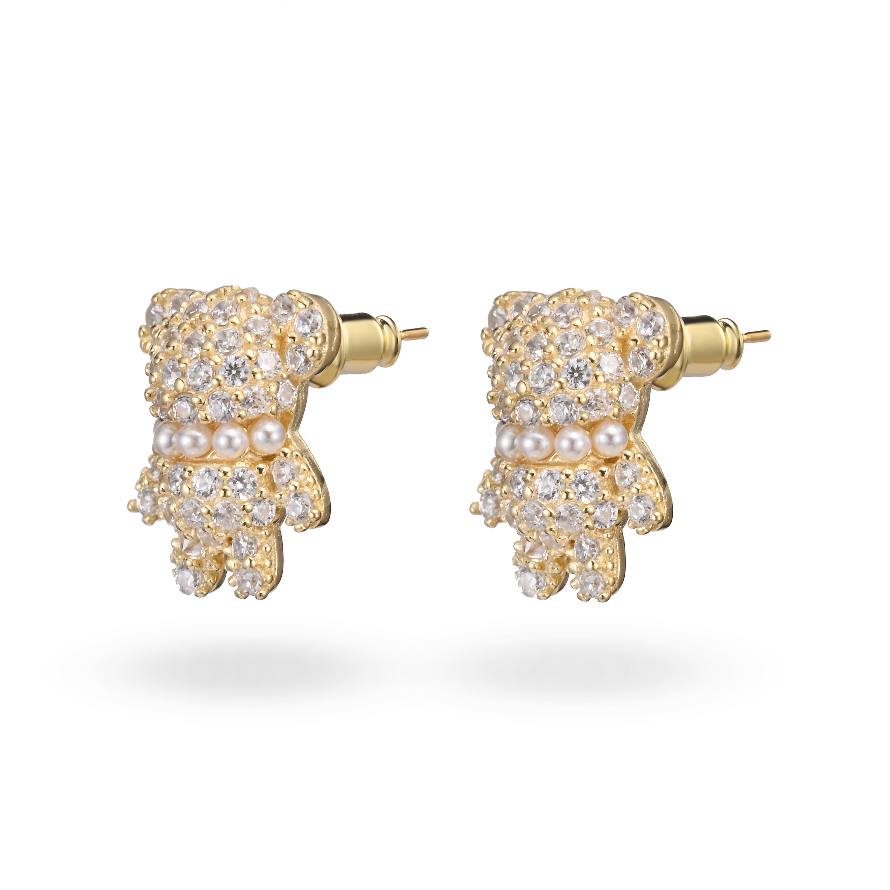 Pendientes de osito de cristal