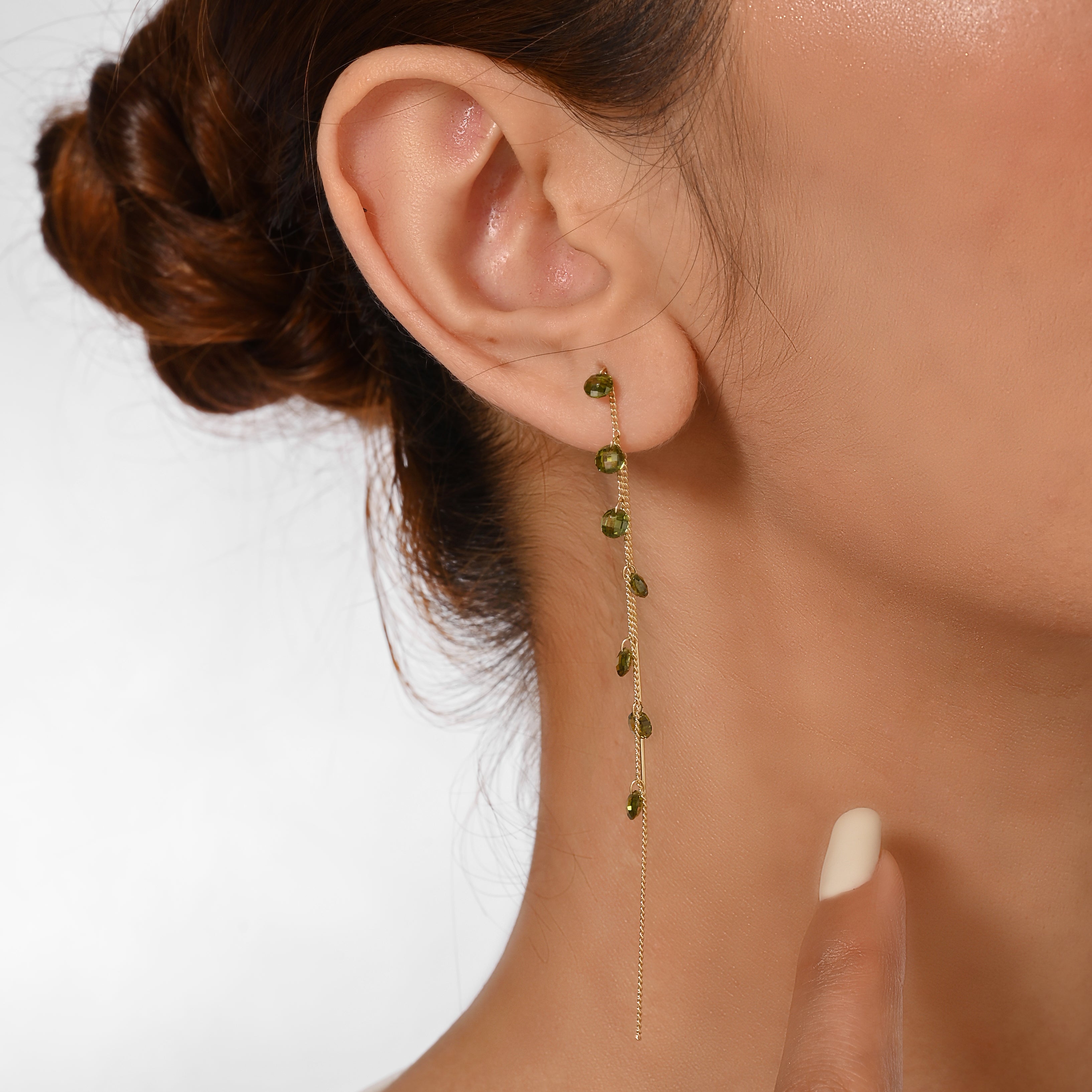 Emerald Meteor Shower Adjustable Earrings