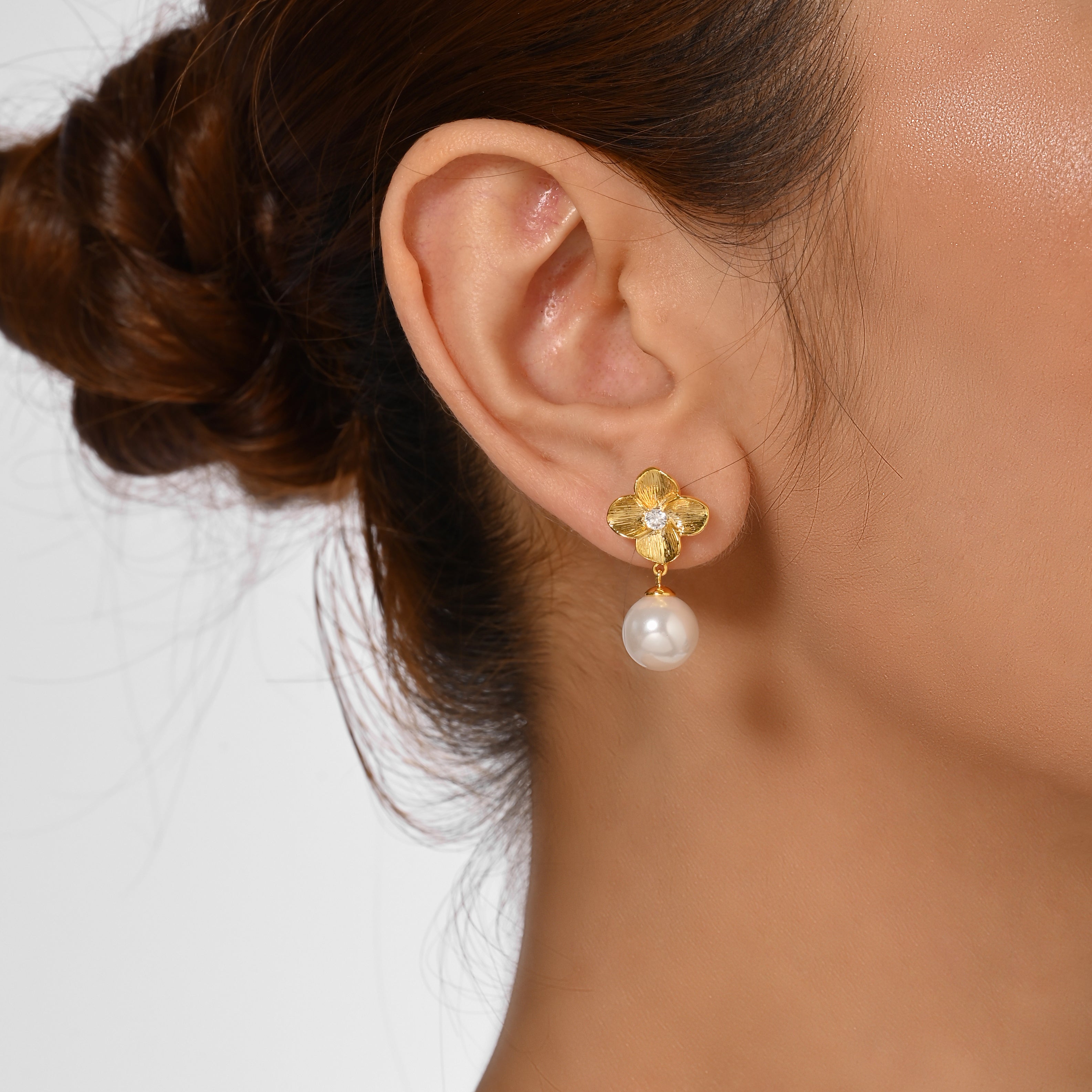 Golden Blossom Pearl Earrings