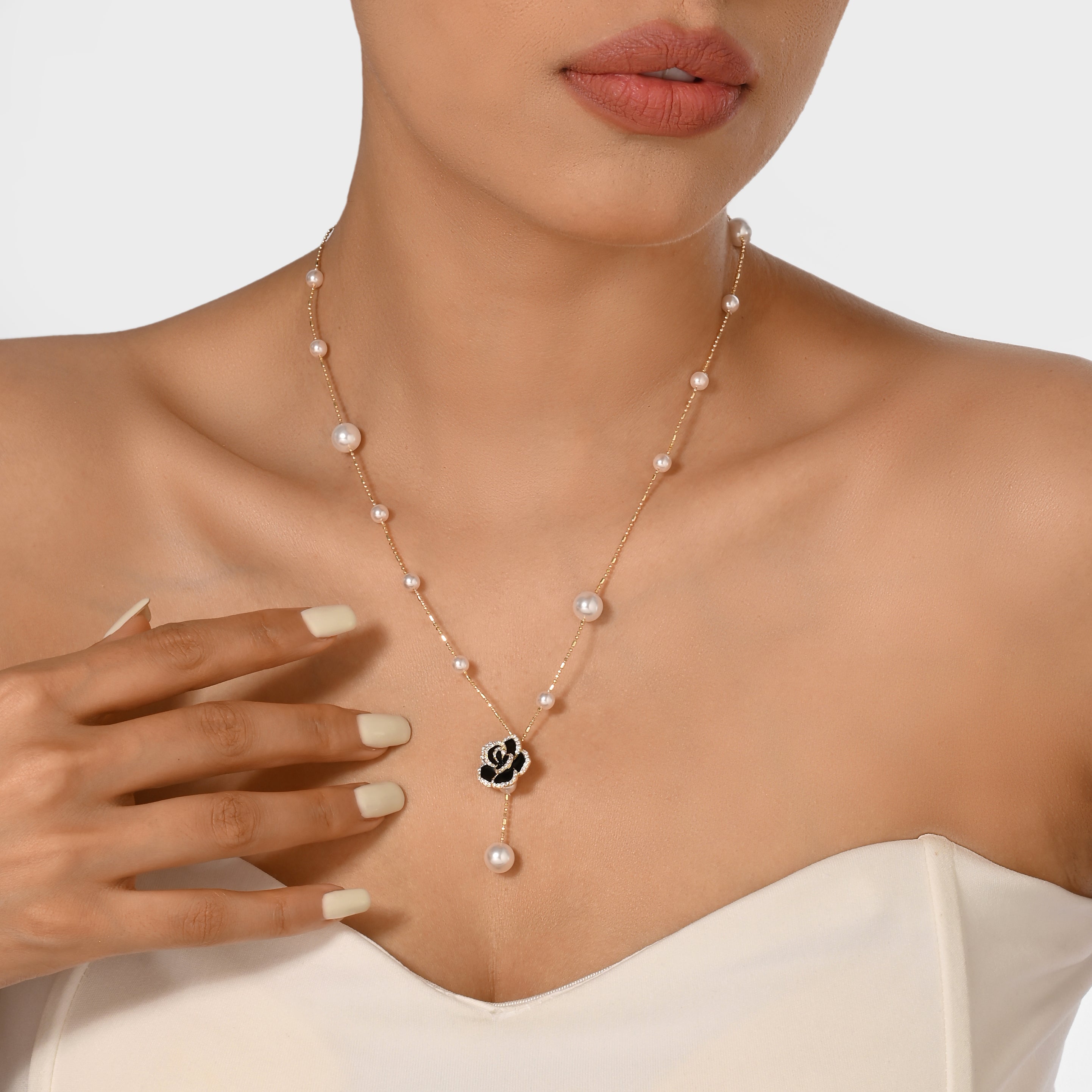 Pearl Rose Drop Necklace